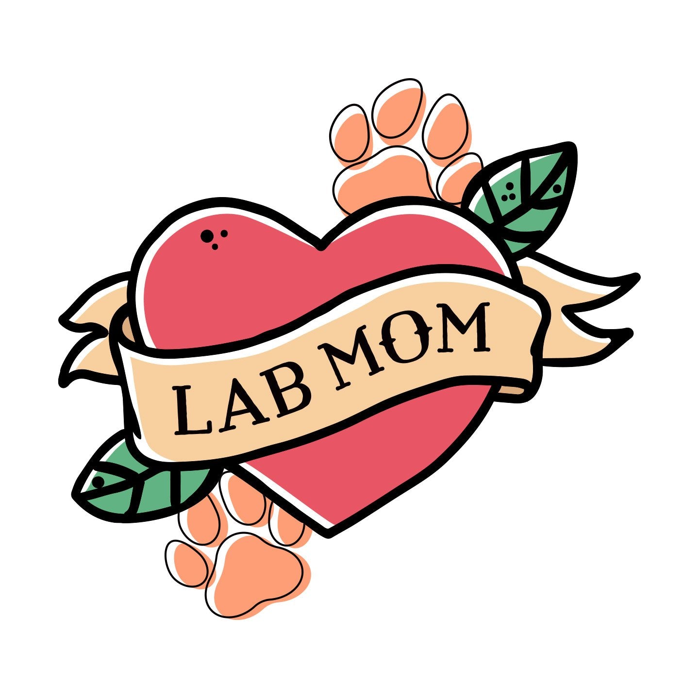 Lab Mom Heart - Pocket - Adult Unisex T-Shirt