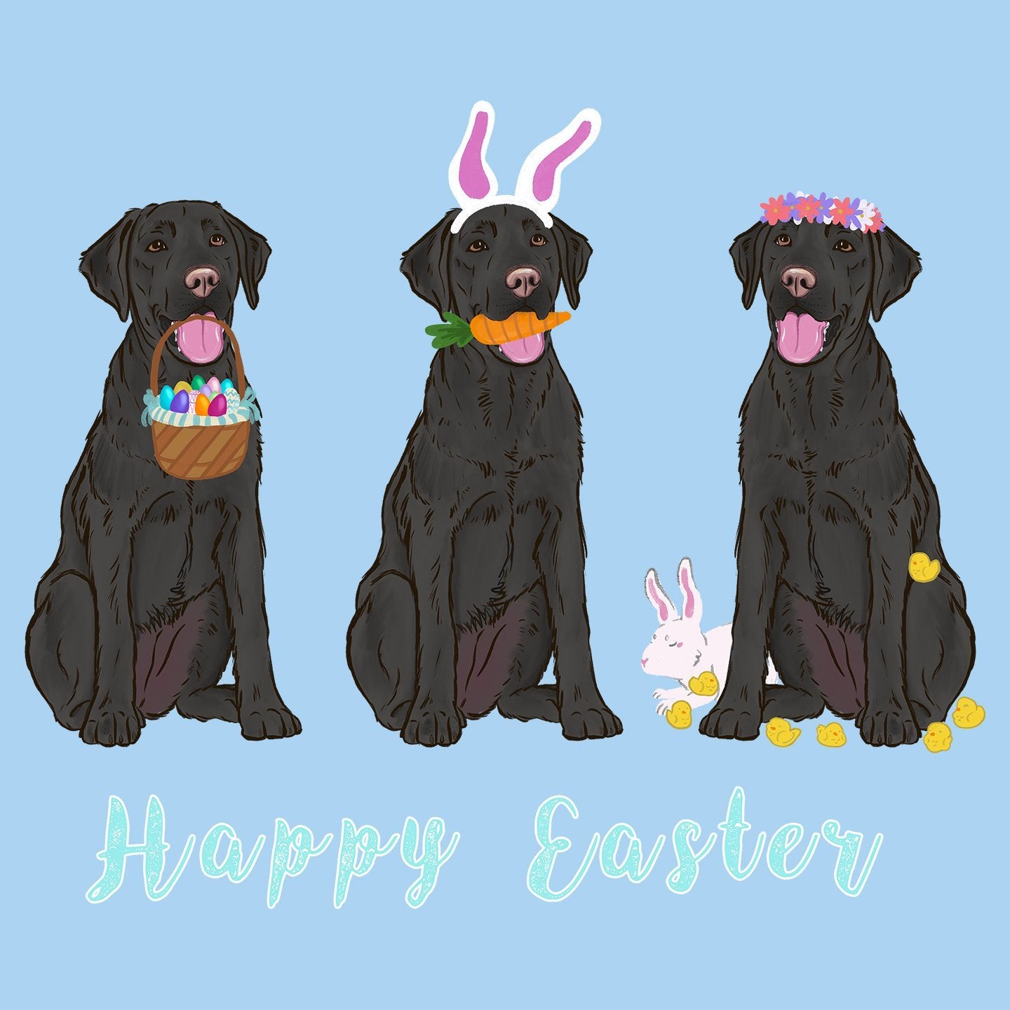 Easter Black Labrador Line Up - Kids' Unisex T-Shirt