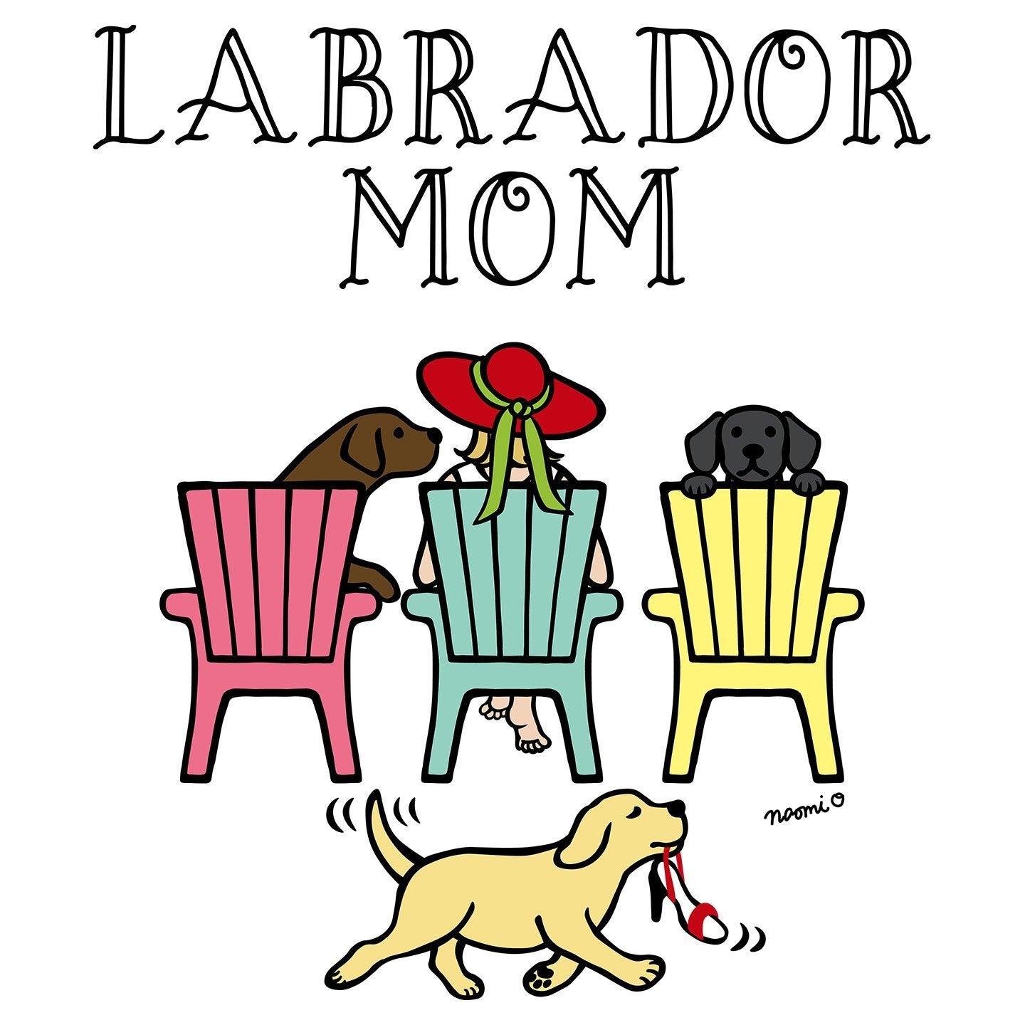 Labrador Dog Mom - Deck Chairs Design - Women's V-Neck T-Shirt