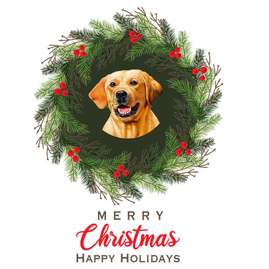 Yellow Lab Christmas Wreath - Adult Unisex Long Sleeve T-Shirt