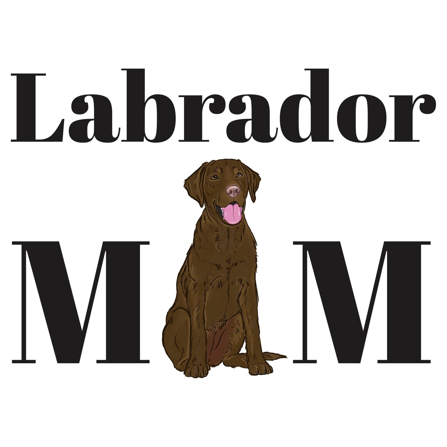 Chocolate Labrador Mom Illustration - Women's V-Neck Long Sleeve T-Shirt