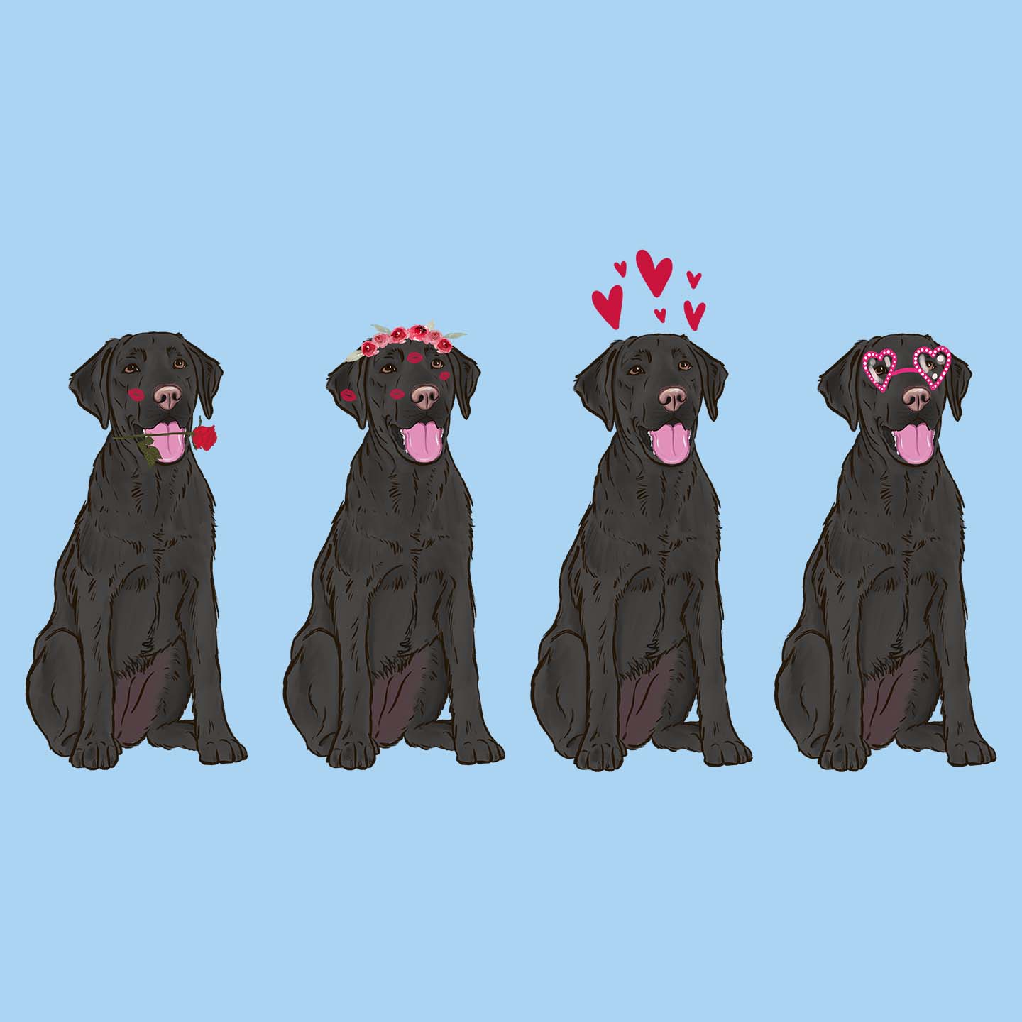 Black Lab Love Line Up - Kids' Unisex T-Shirt