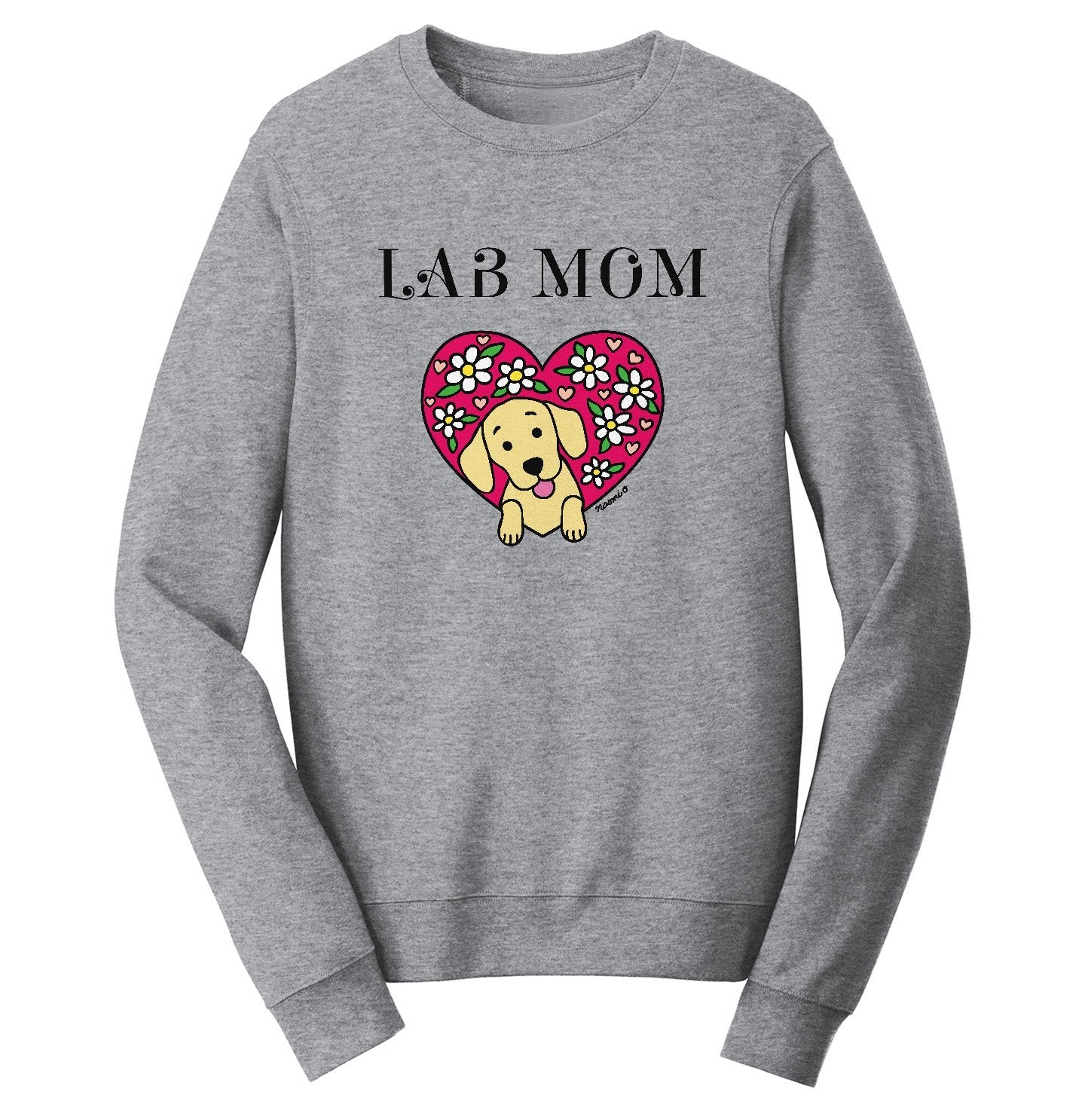 Animal Pride - Flower Heart Yellow Lab Mom - Adult Unisex Crewneck Sweatshirt