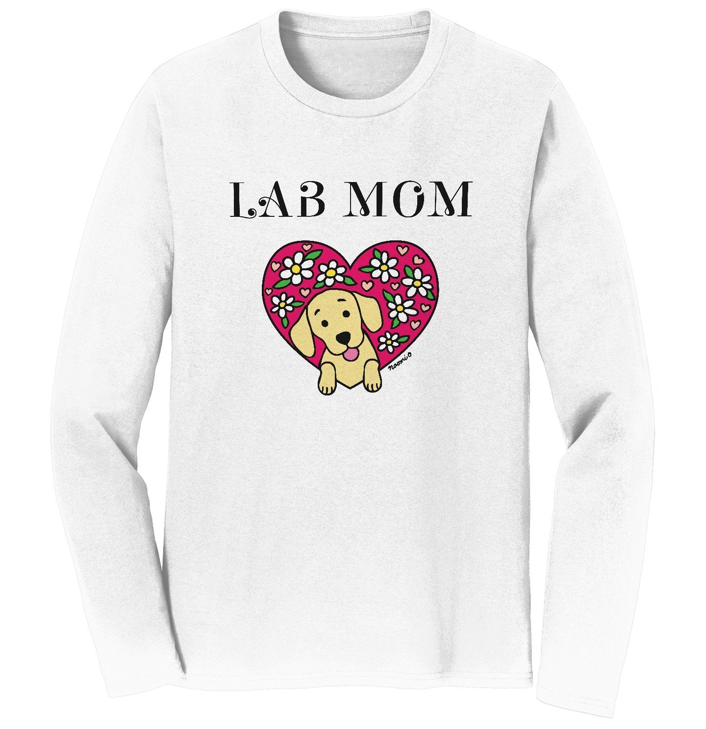 Animal Pride - Flower Heart Yellow Lab Mom - Adult Unisex Long Sleeve T-Shirt