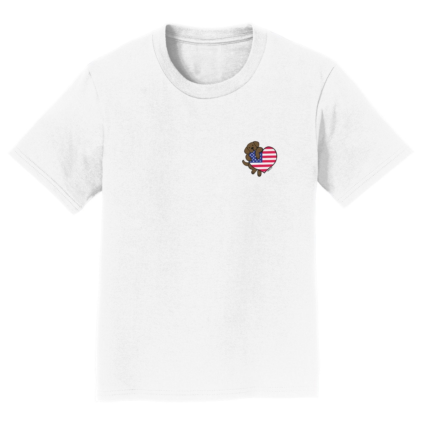 Chocolate Lab USA Flag Heart Left Chest - Kids' Unisex T-Shirt