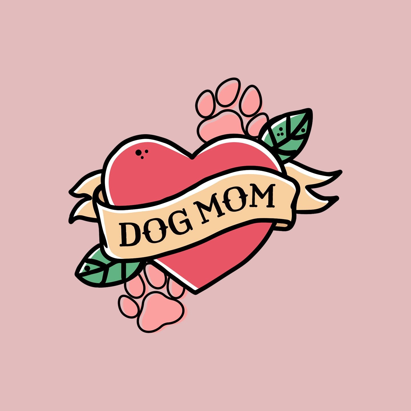 Dog Mom Heart - Pocket - Women's Fitted T-Shirt