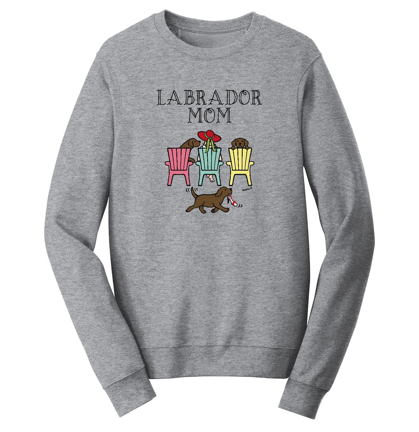 Chocolate Labrador Dog Mom - Mother's Day Deck Chairs Design | Crewneck Sweatshirt