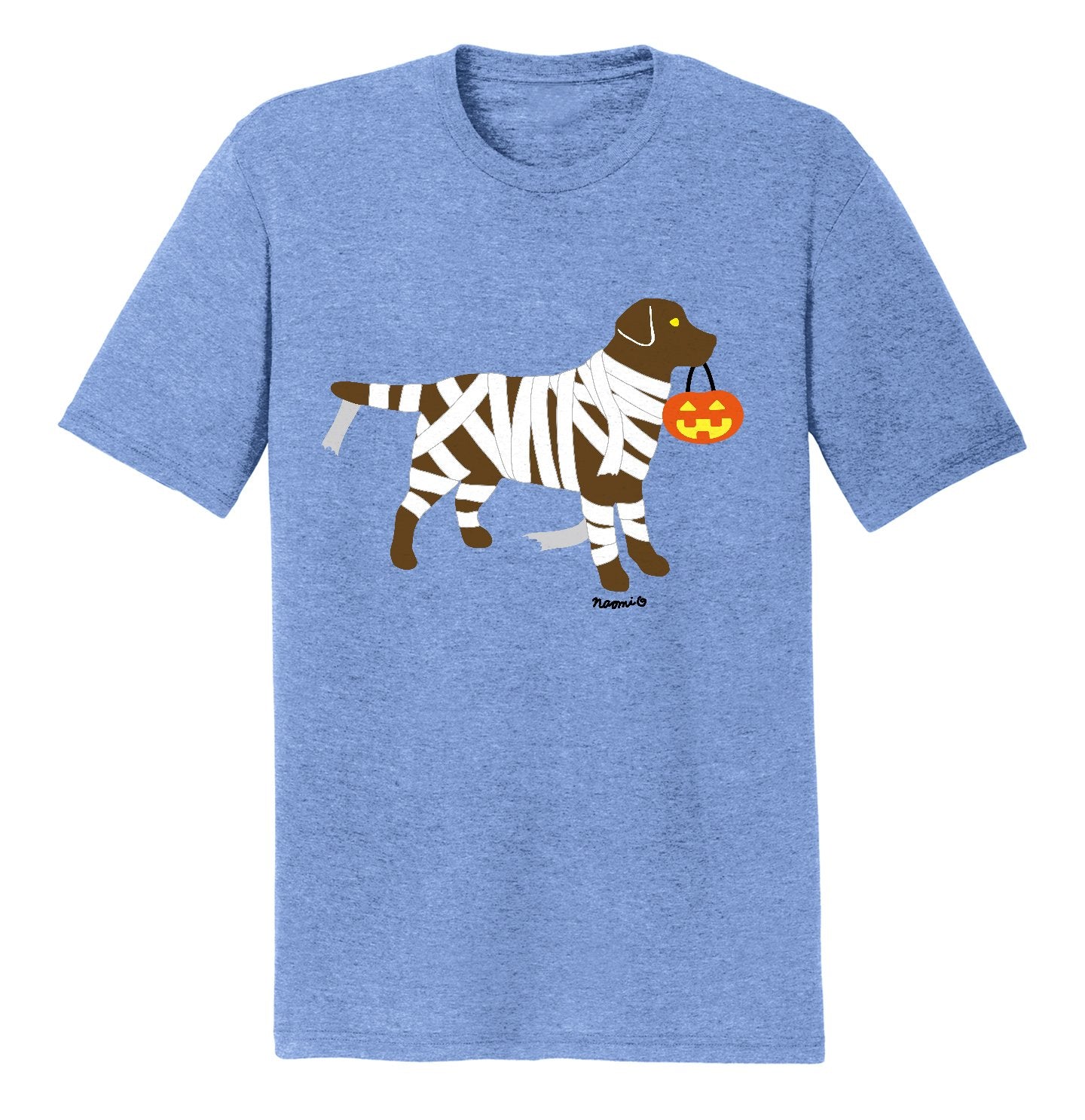 Chocolate Lab Mummy Trick or Treater - Adult Tri-Blend T-Shirt