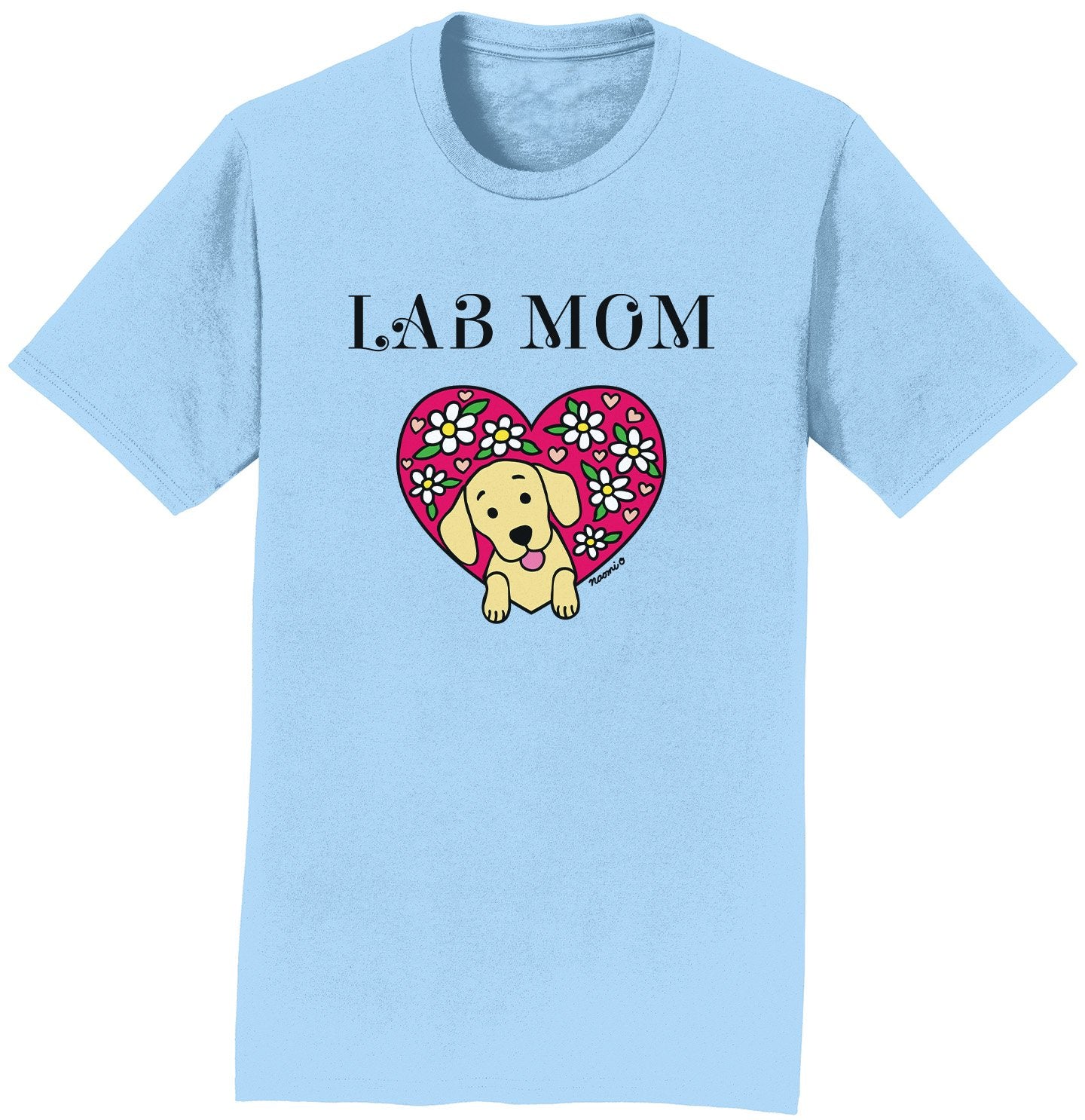 Flower Heart Yellow Lab Mom - Adult Unisex T-Shirt