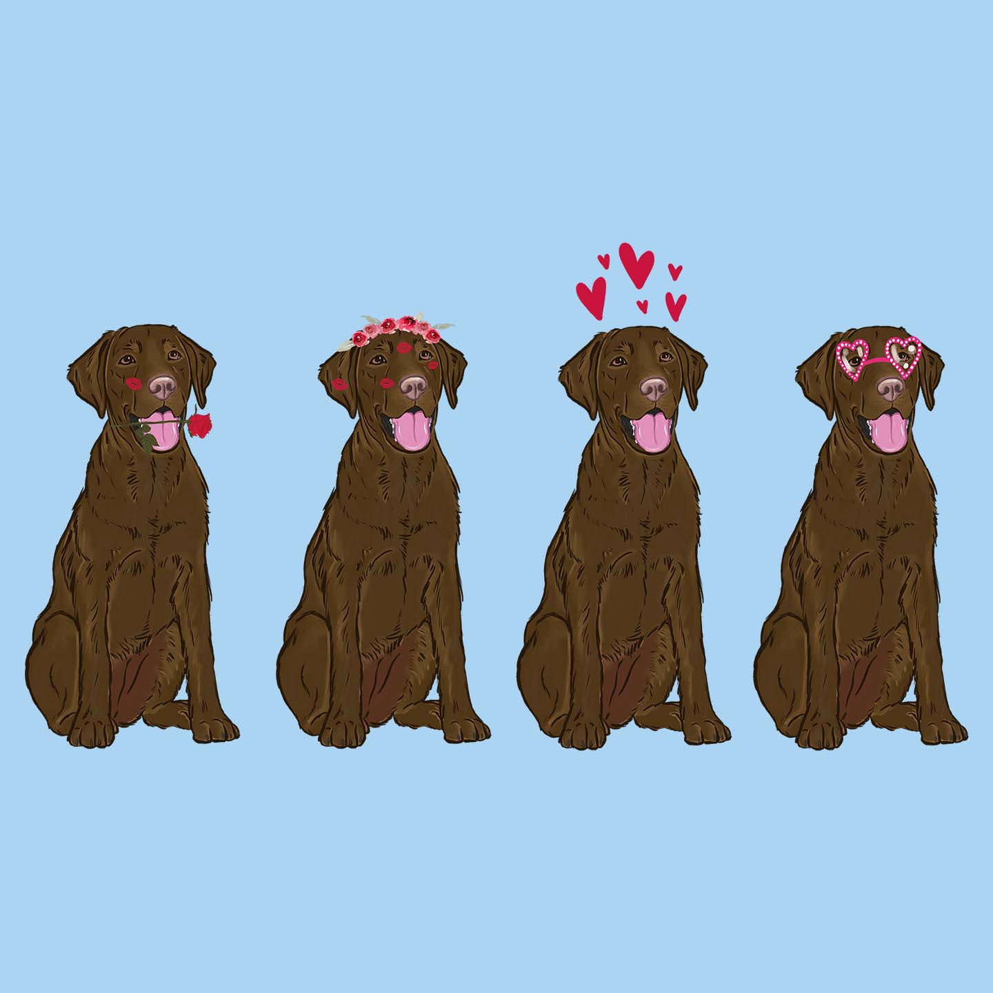 Chocolate Lab Love Line Up - Kids' Unisex T-Shirt