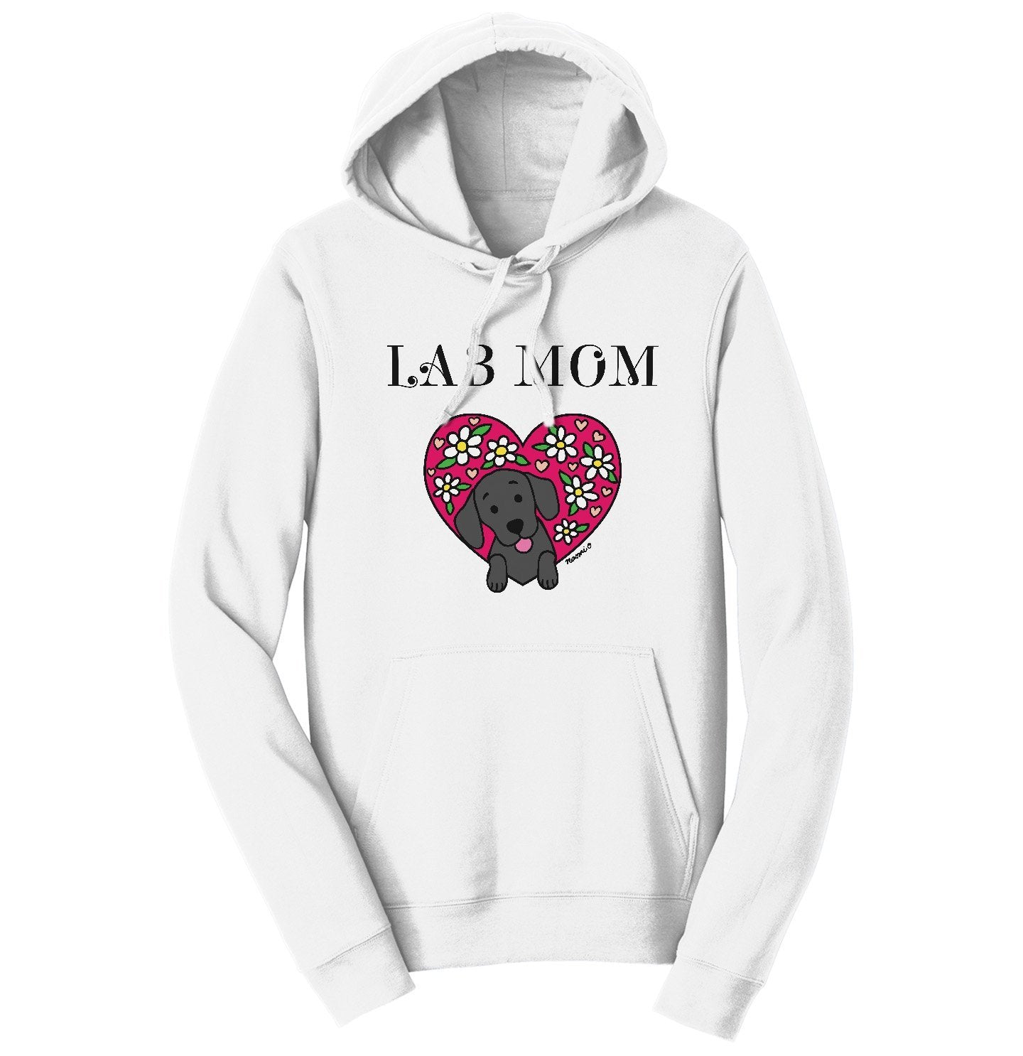 Flower Heart Black Lab Mom - Adult Unisex Hoodie Sweatshirt