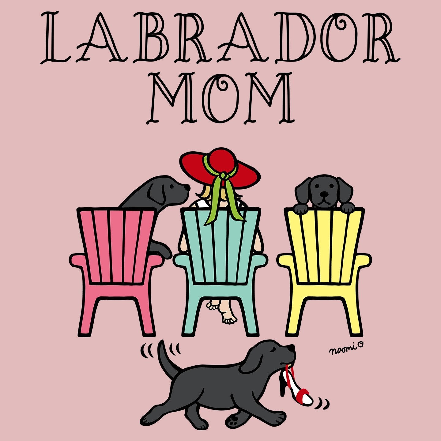 Black Labrador Dog Mom - Deck Chairs Design - Women's Fitted T-Shirt