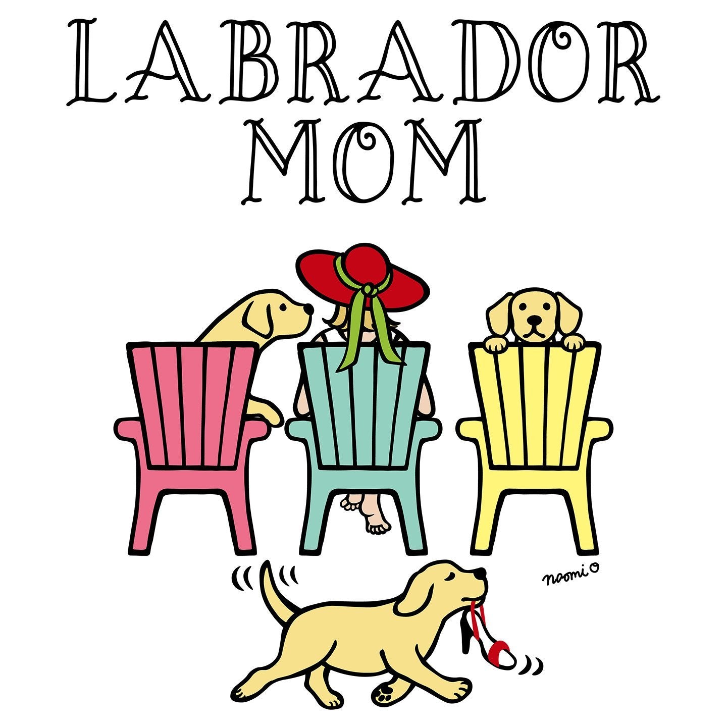 Yellow Labrador Dog Mom - Deck Chairs Design - Women's V-Neck Long Sleeve T-Shirt
