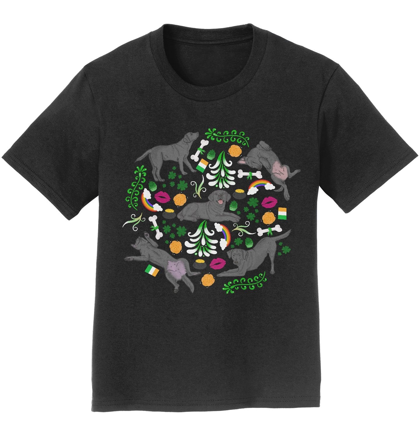 Black Labrador Green Fleur Design - Kids' Unisex T-Shirt