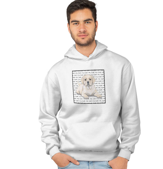 Yellow Lab Puppy Love Text - Adult Unisex Hoodie Sweatshirt