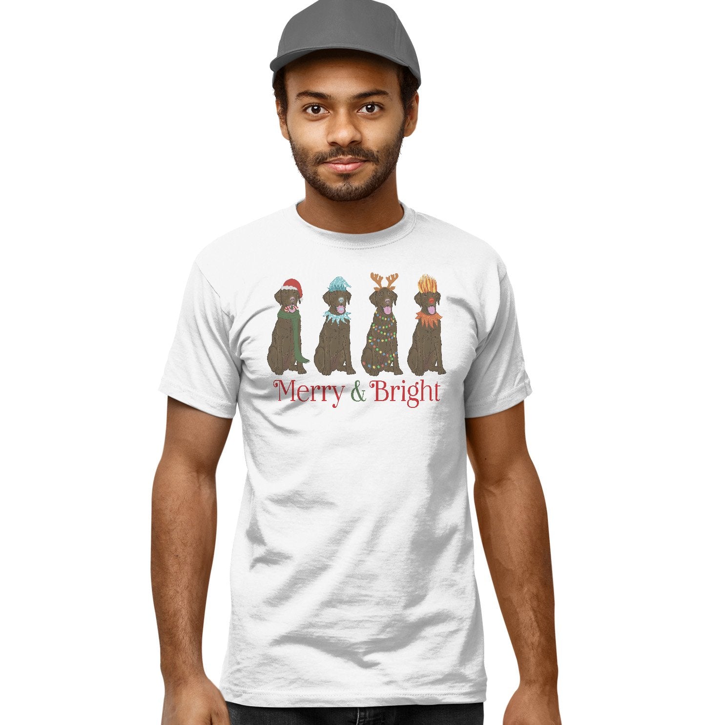 Chocolate Lab Christmas Line Up - Adult Unisex T-Shirt