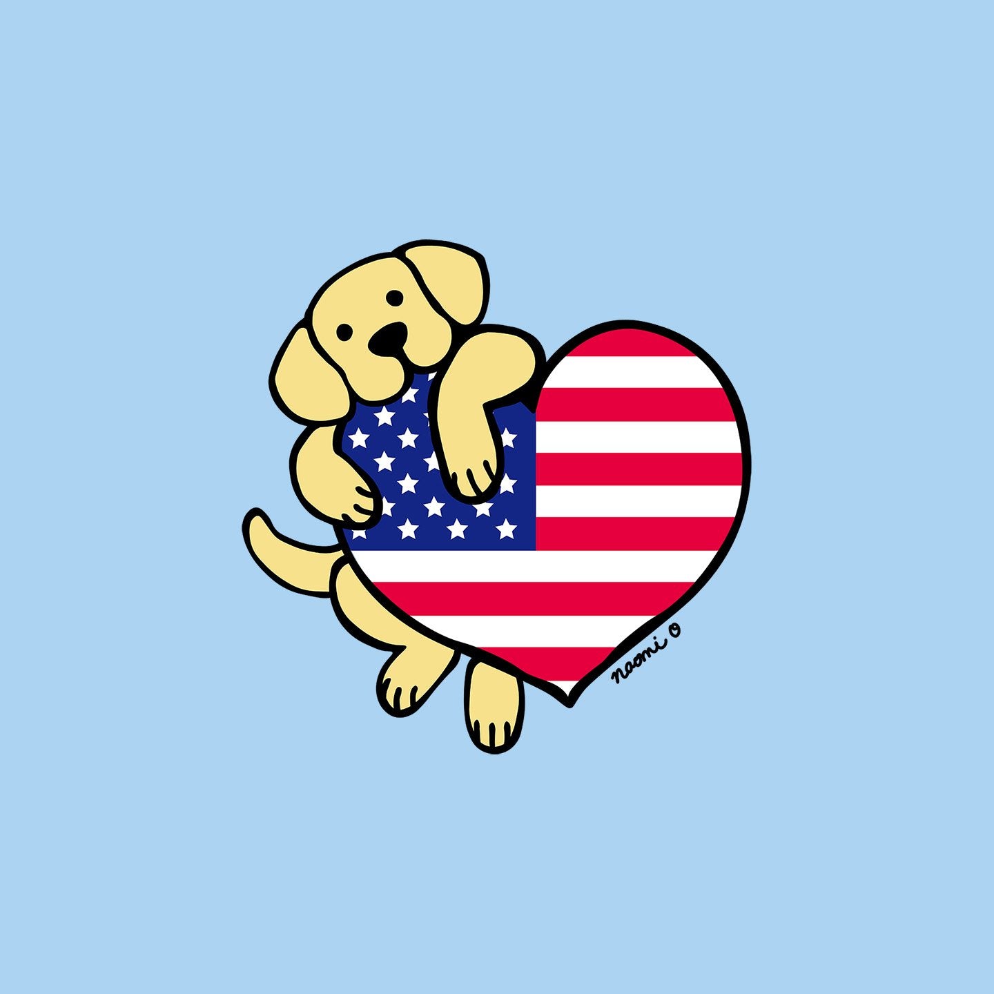 Yellow Lab USA Flag Heart Left Chest - Kids' Unisex T-Shirt