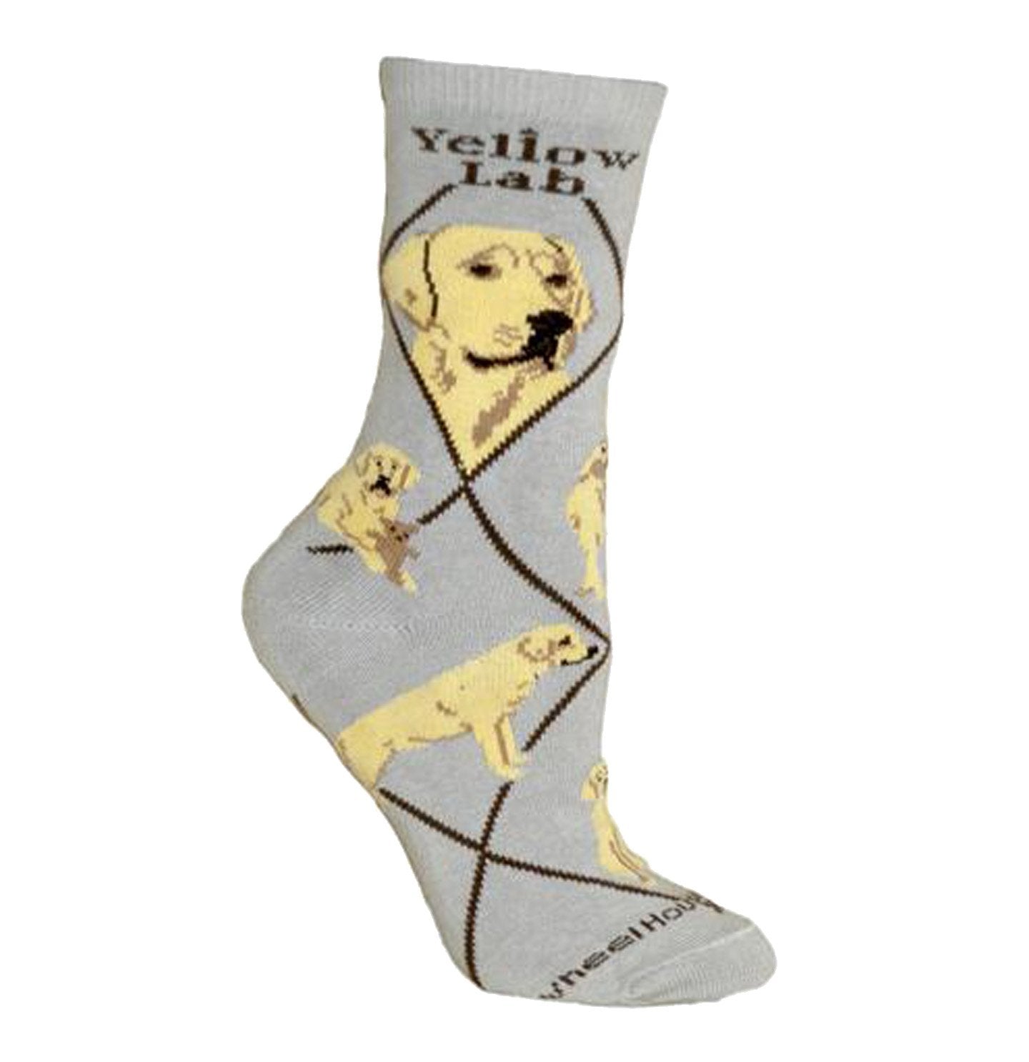 Yellow Lab - Grey Cotton Crew Socks
