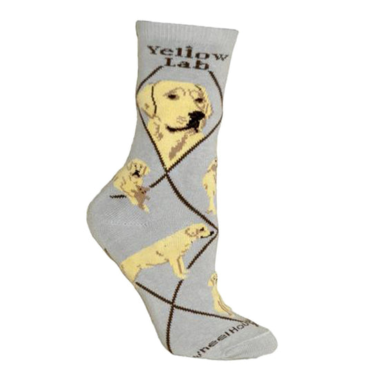 Yellow Lab - Grey Cotton Crew Socks