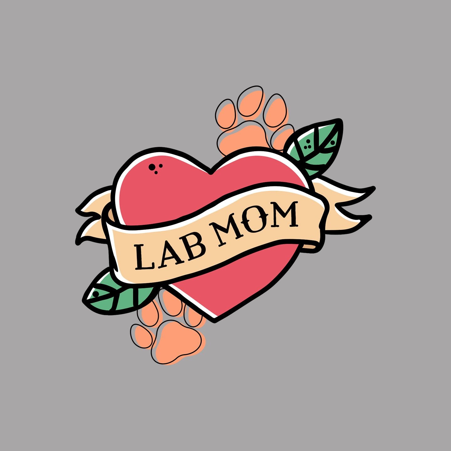 Lab Mom Heart - Pocket - Women's Fitted T-Shirt