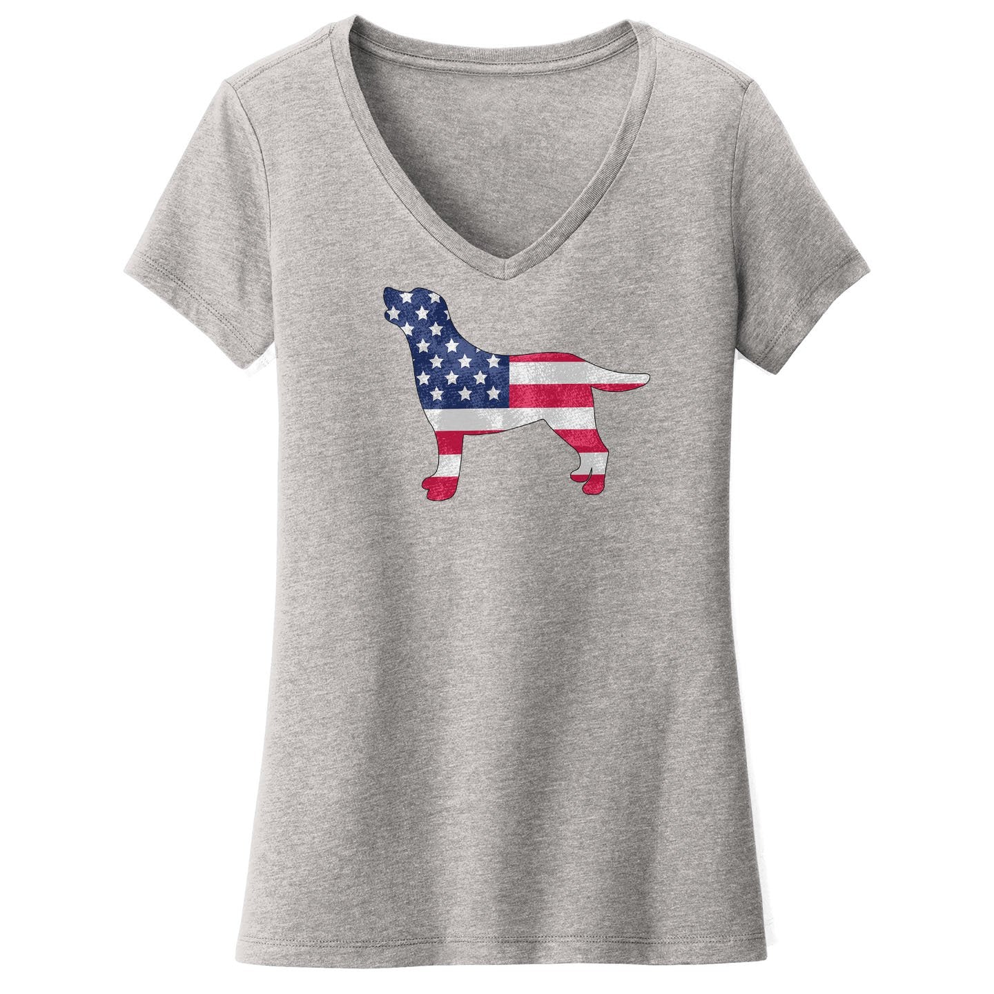 USA Flag Pattern Lab Silhouette - Women's V-Neck T-Shirt