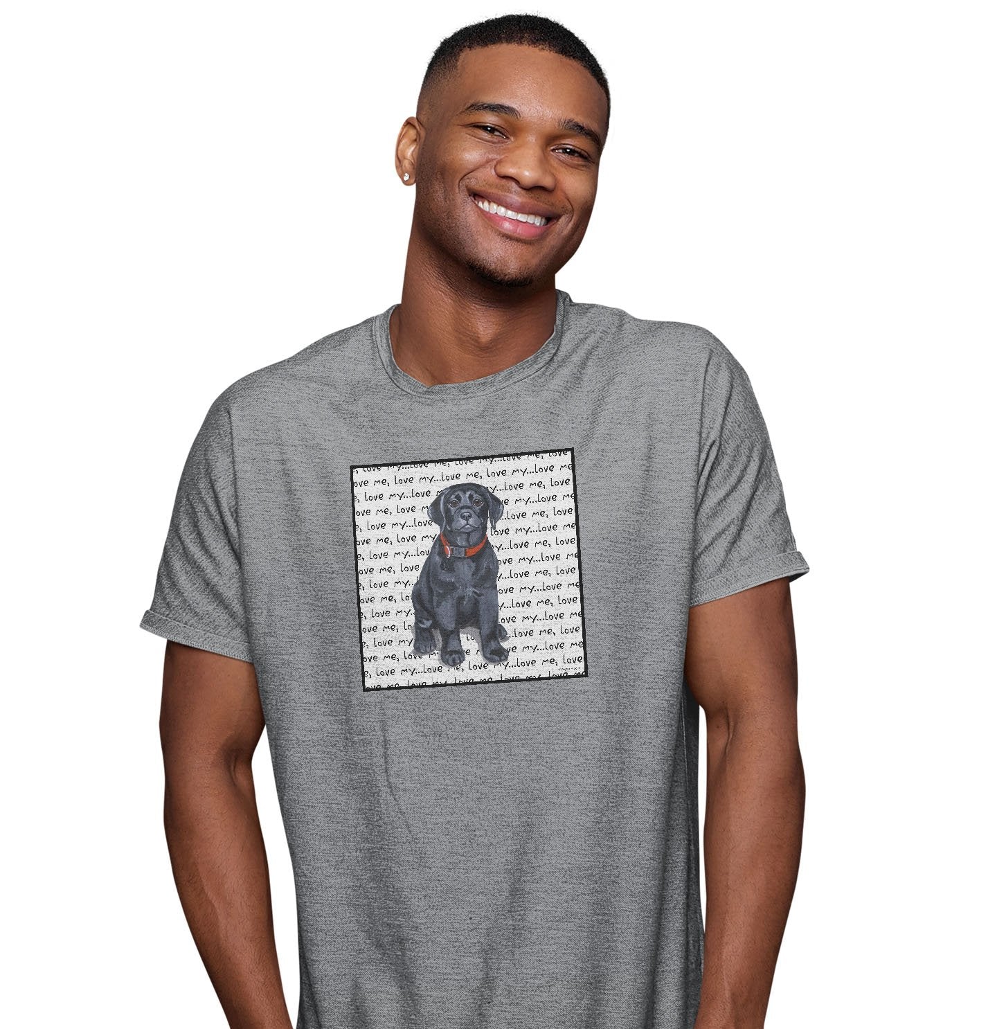 Black Lab Puppy Love Text - Adult Unisex T-Shirt