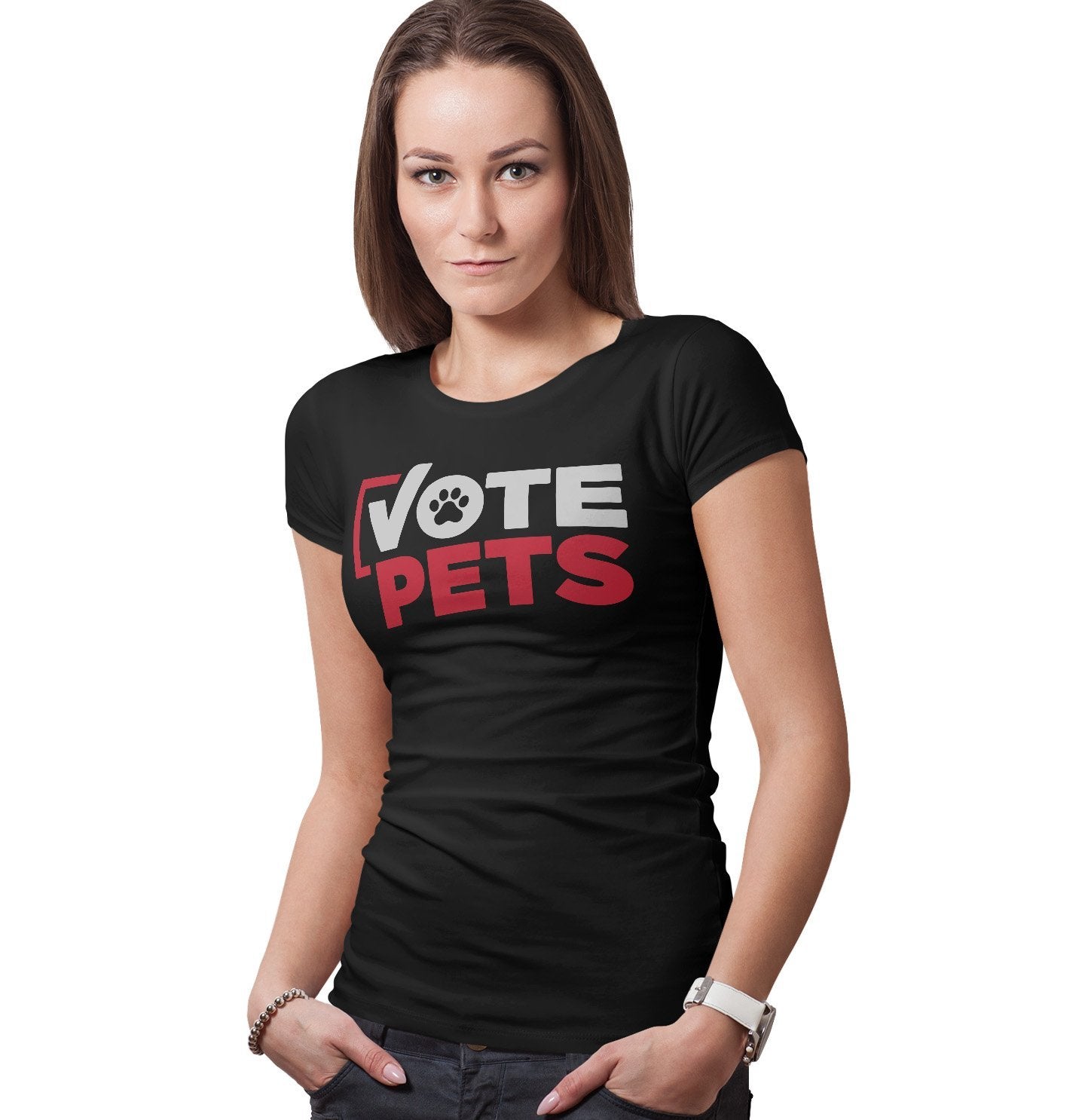 Vote Pets Stacked Logo - Women's Fitted T-Shirt