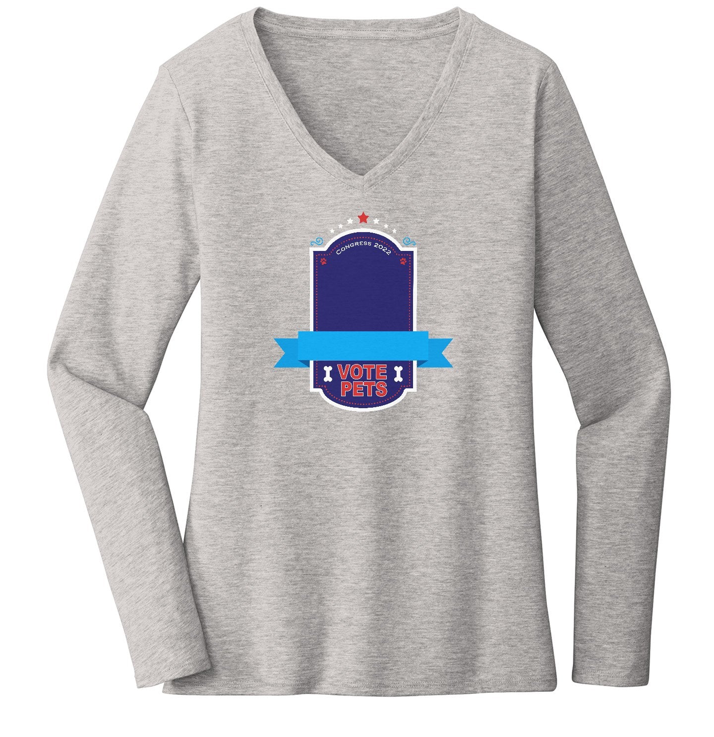 Vote Pets Candidate - Personalized Custom Women's V-Neck Long Sleeve T-Shirt