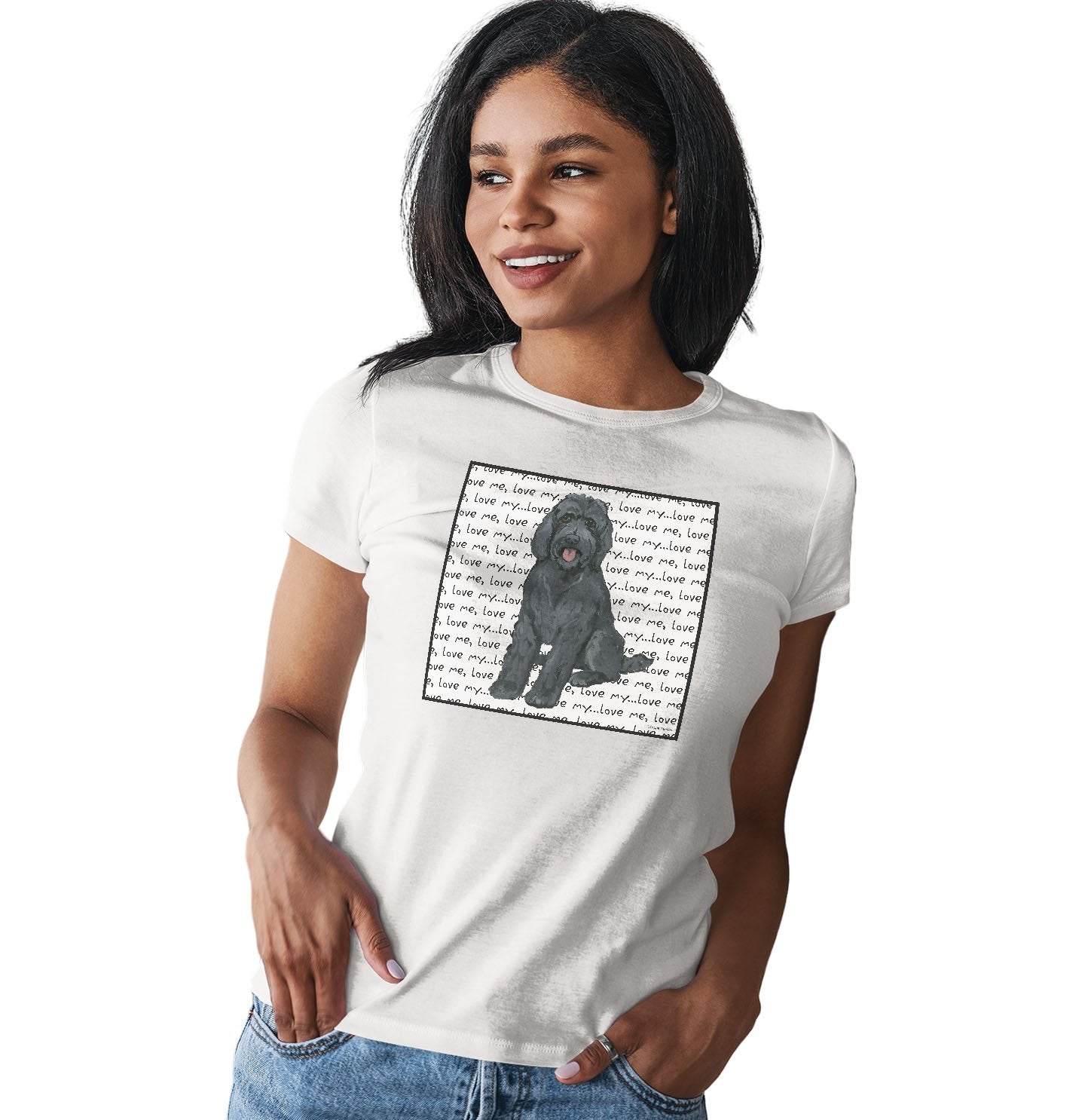 Black Labradoodle Love - Women's Fitted T-Shirt