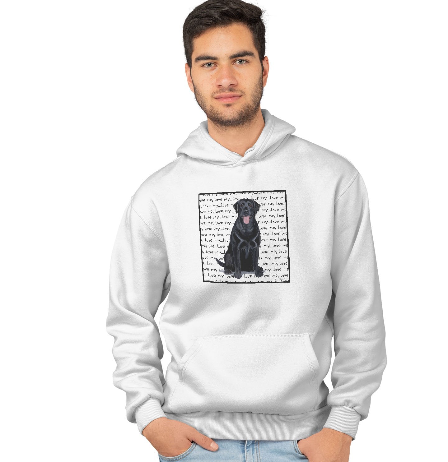 Black Lab Love Text - Adult Unisex Hoodie Sweatshirt