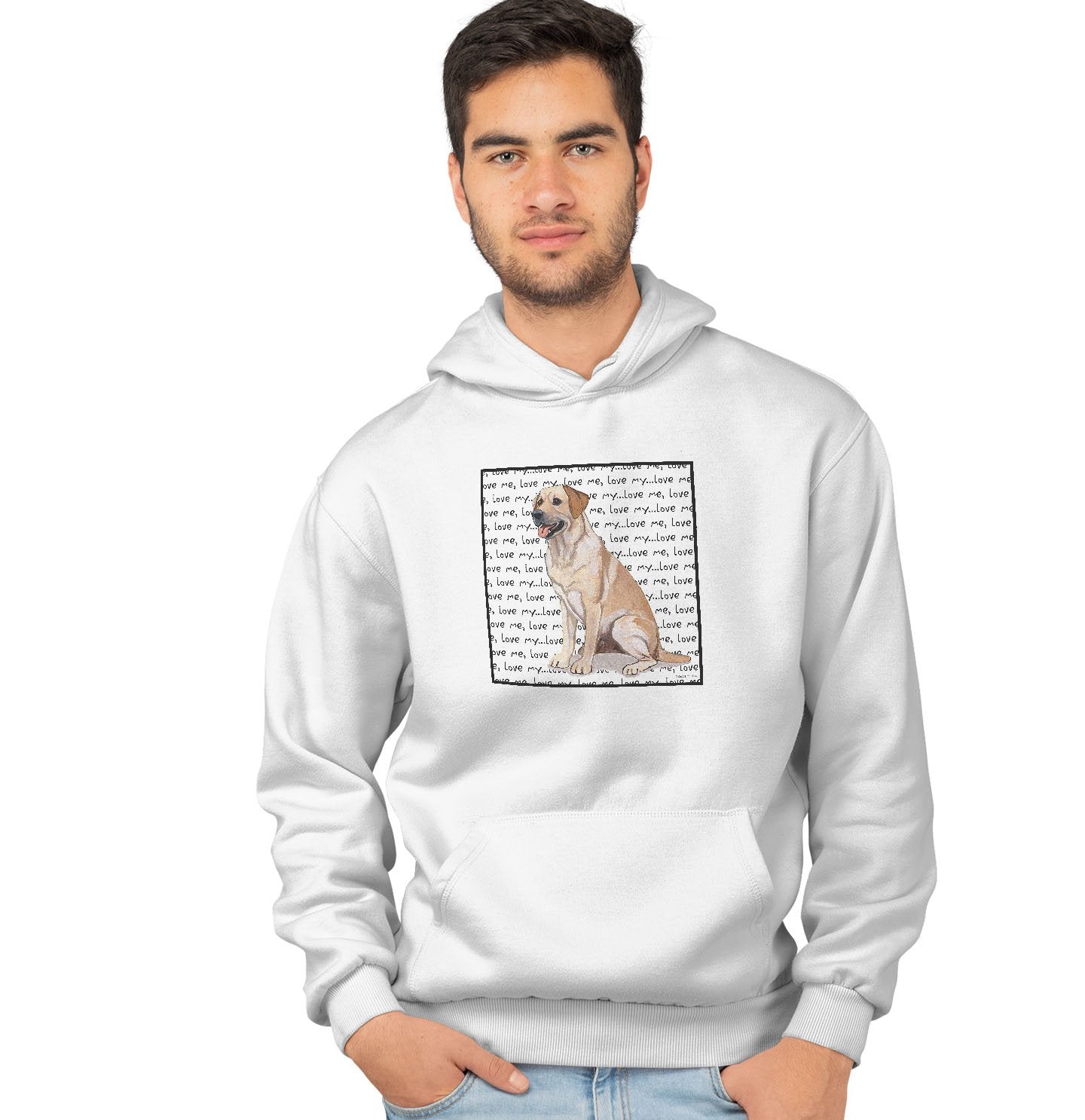 Yellow Lab Love Text - Adult Unisex Hoodie Sweatshirt