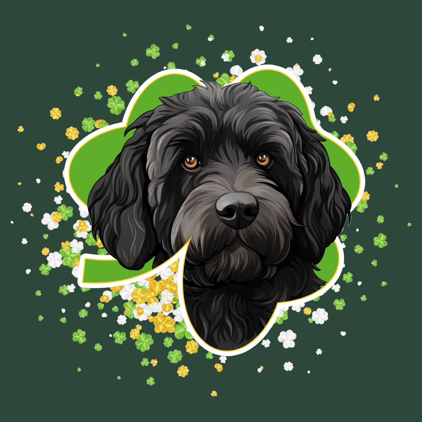 Big Clover St. Patrick's Day Labradoodle (Black) - Adult Unisex T-Shirt