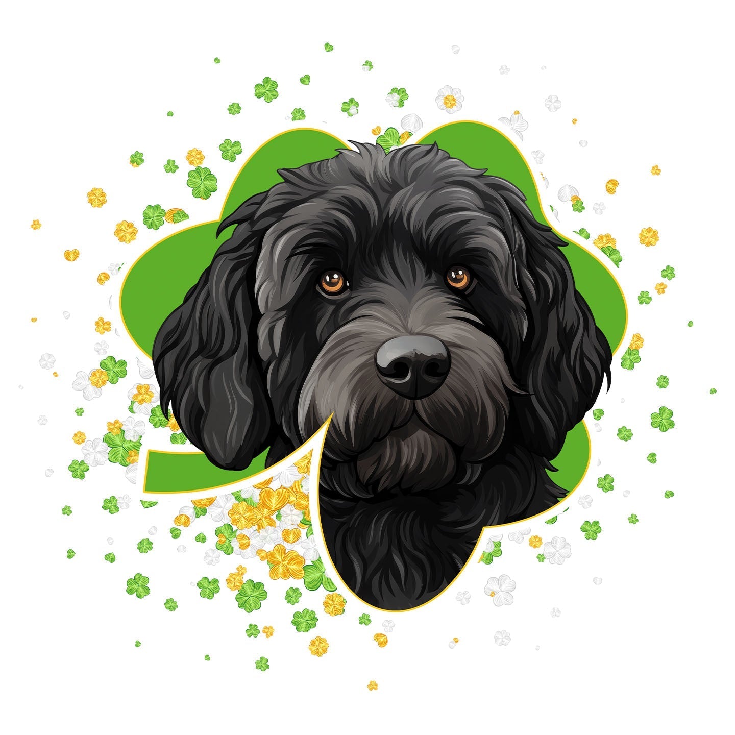 Big Clover St. Patrick's Day Labradoodle (Black) - Women's Fitted T-Shirt