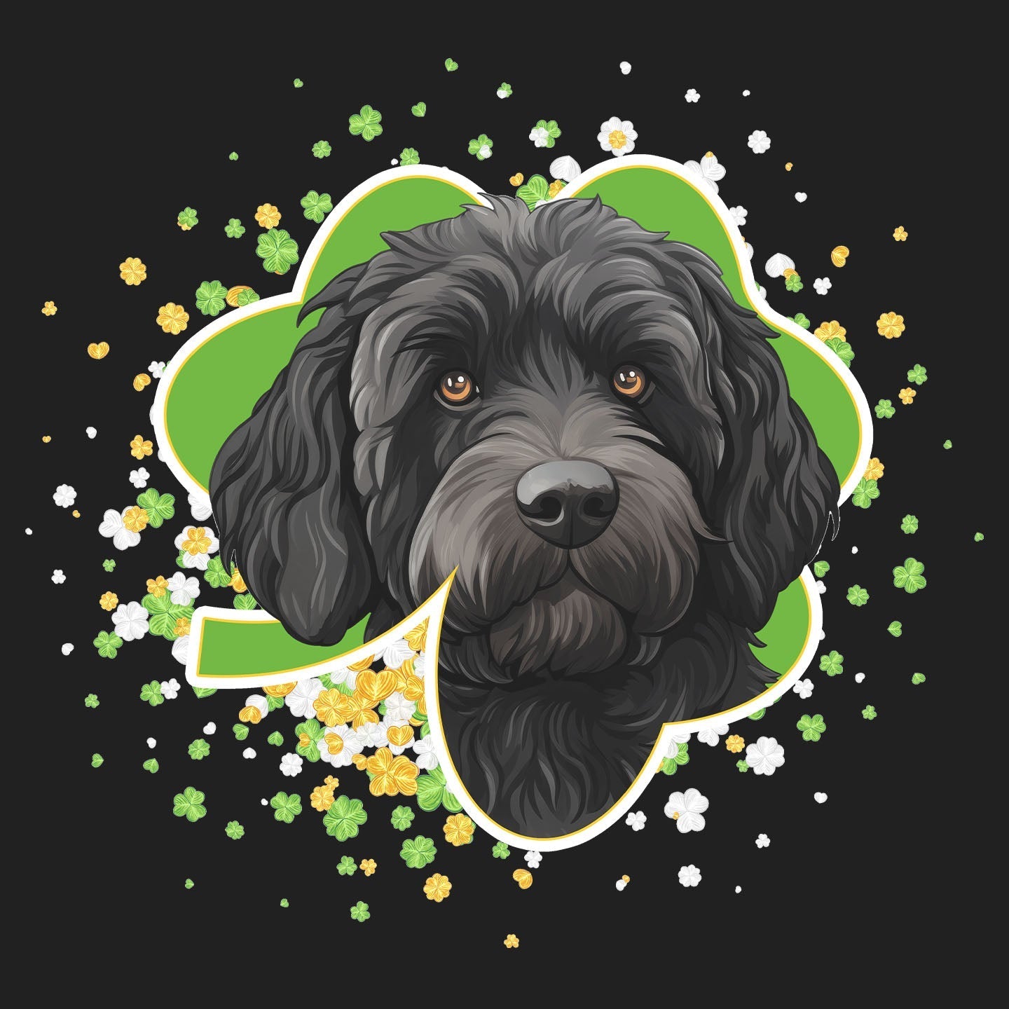 Big Clover St. Patrick's Day Labradoodle (Black) - Women's V-Neck T-Shirt