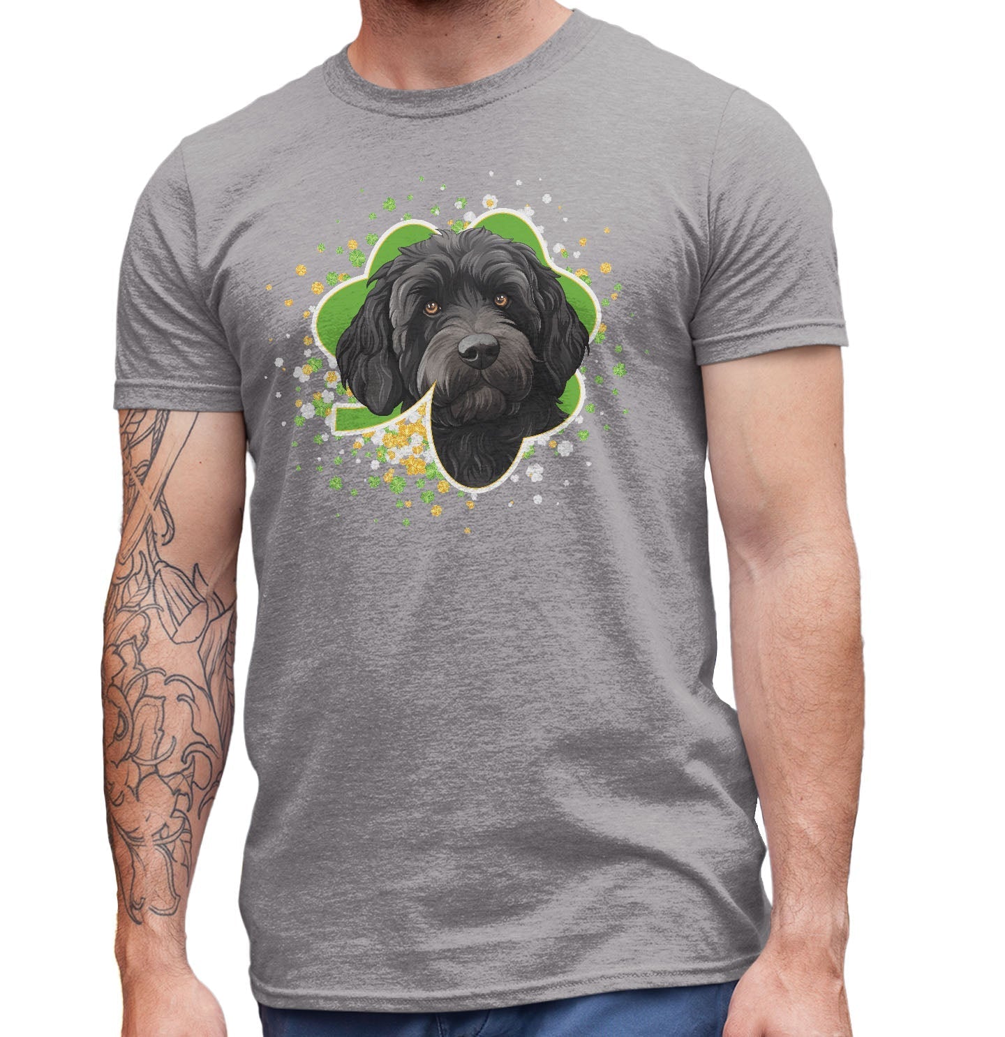 Big Clover St. Patrick's Day Labradoodle (Black) - Adult Unisex T-Shirt