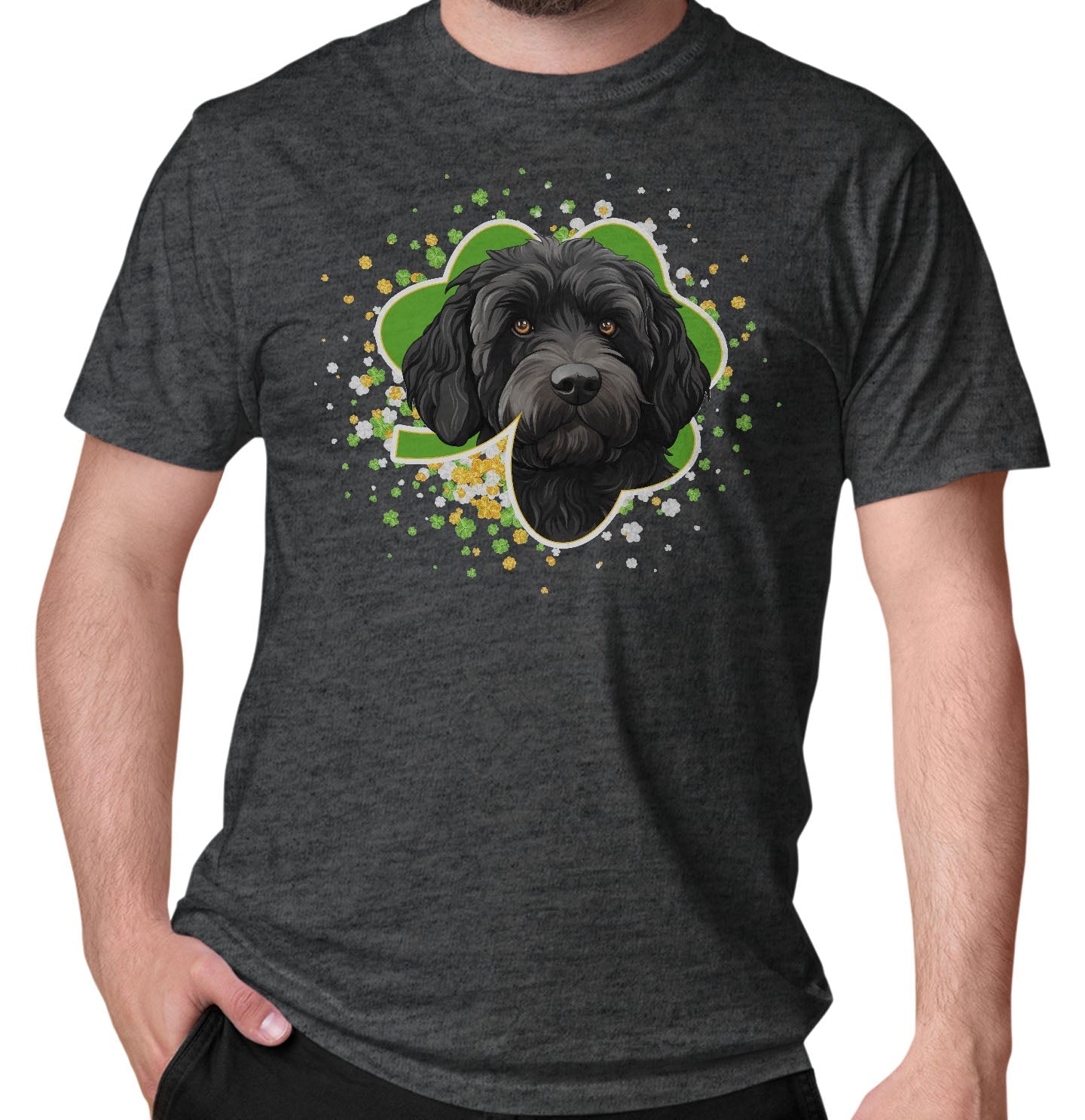 Big Clover St. Patrick's Day Labradoodle (Black) - Adult Unisex T-Shirt