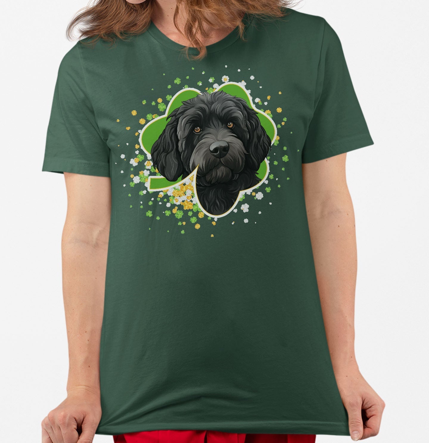 Big Clover St. Patrick's Day Labradoodle (Black) - Adult Unisex T-Shirt