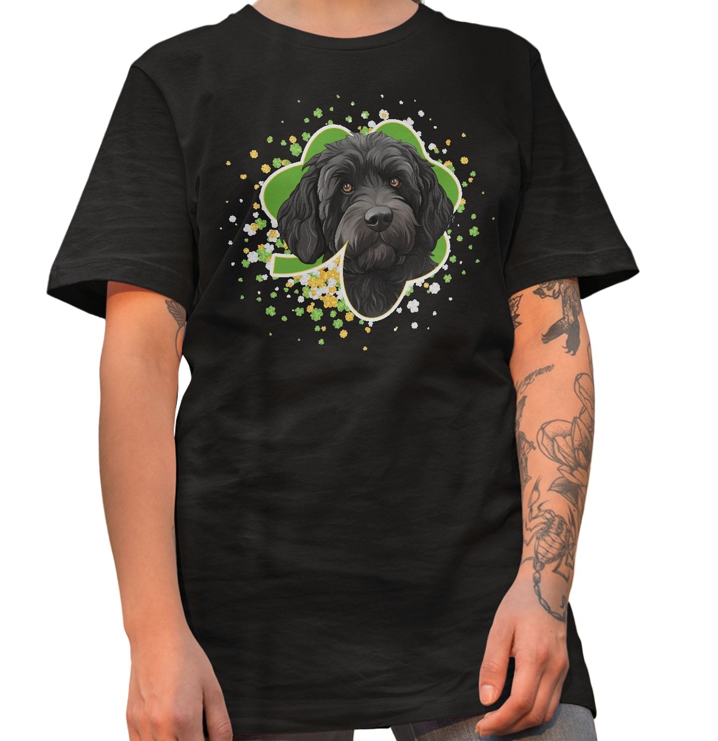 Big Clover St. Patrick's Day Labradoodle (Black) - Adult Unisex T-Shirt