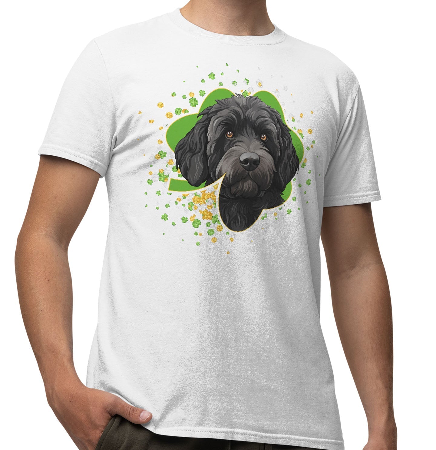 Big Clover St. Patrick's Day Labradoodle (Black) - Adult Unisex T-Shirt