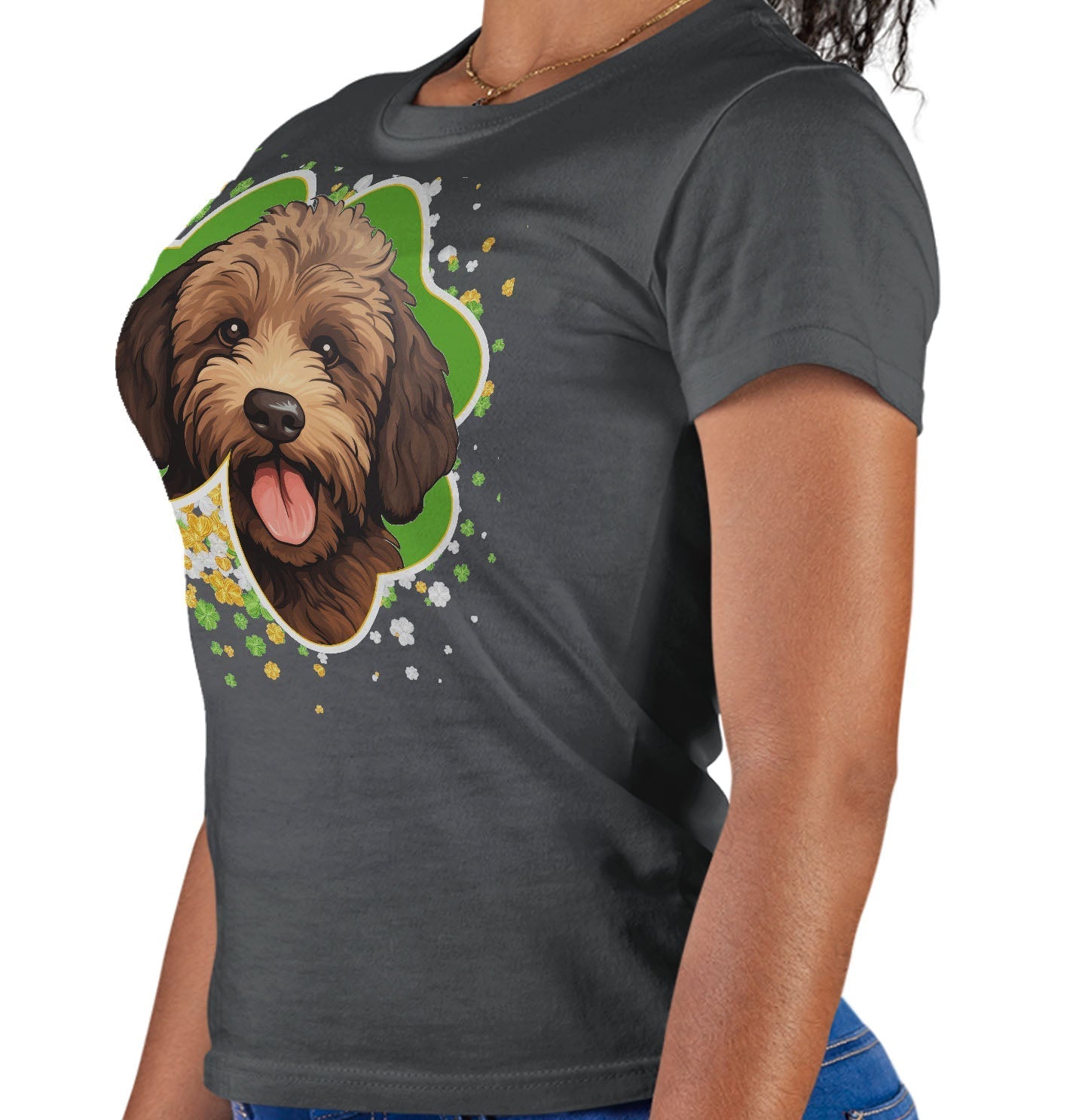 Big Clover St. Patrick's Day Labradoodle (Chocolate) - Women's Fitted T-Shirt