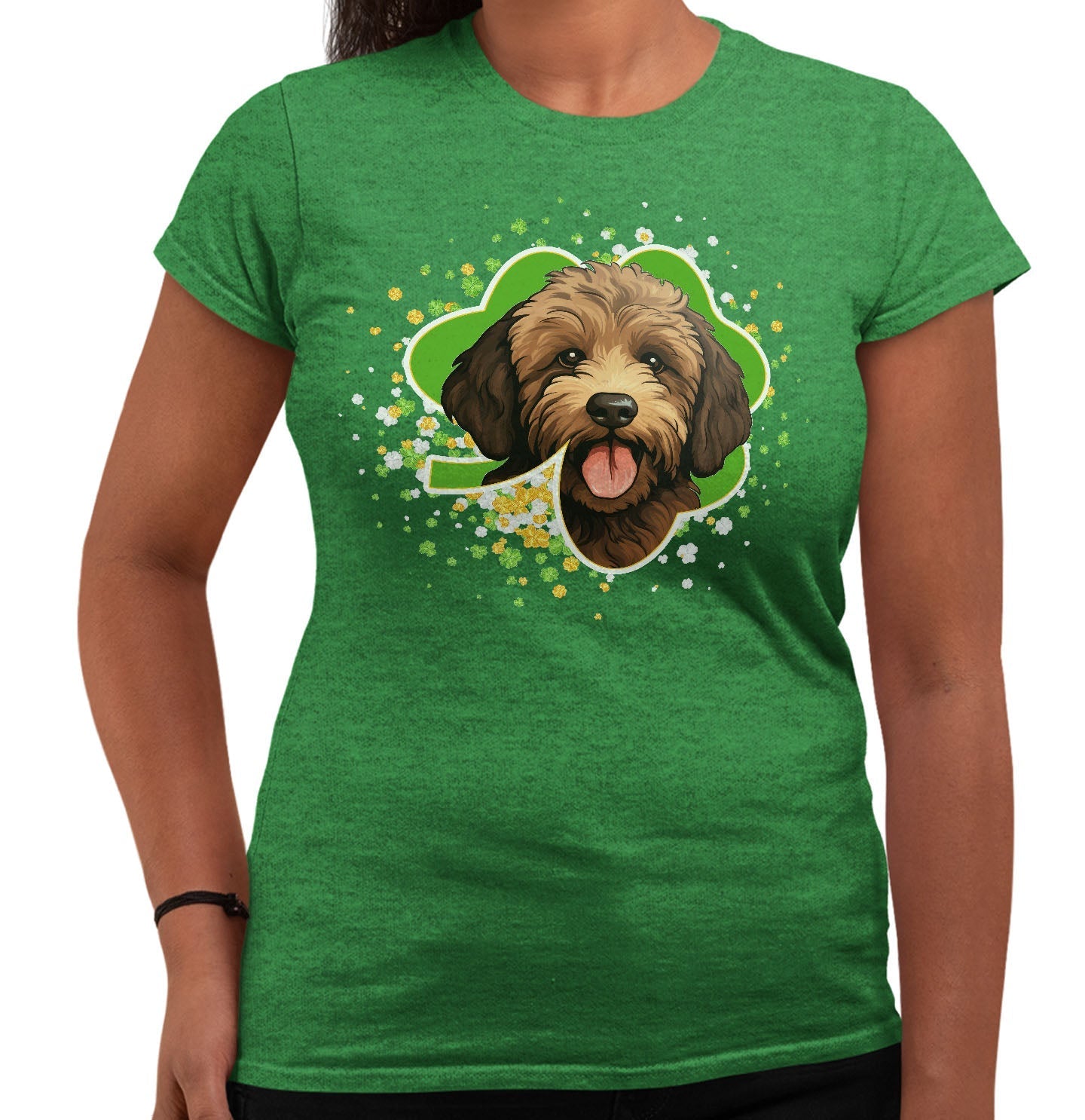 Big Clover St. Patrick's Day Labradoodle (Chocolate) - Women's Fitted T-Shirt