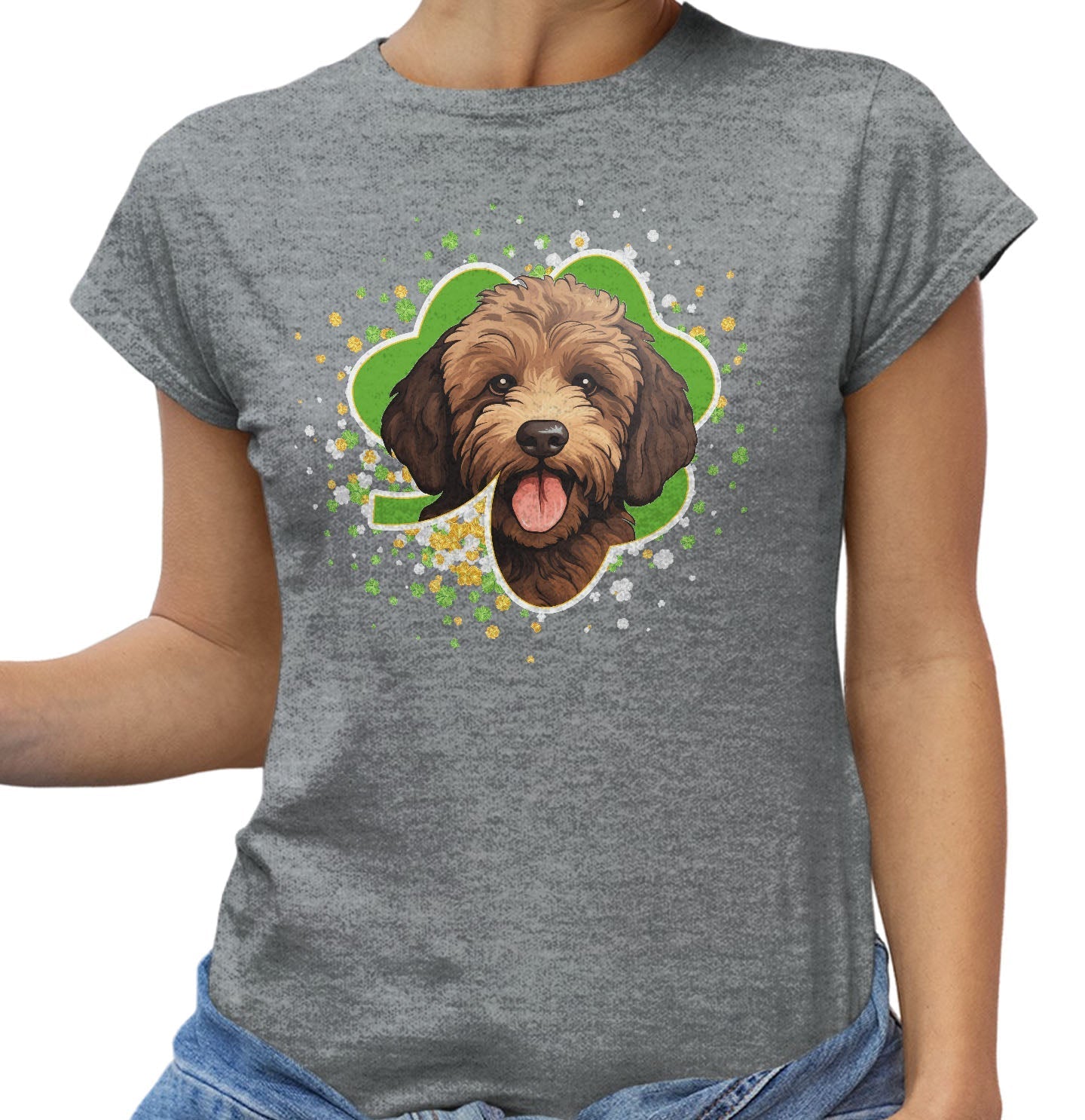 Big Clover St. Patrick's Day Labradoodle (Chocolate) - Women's Fitted T-Shirt