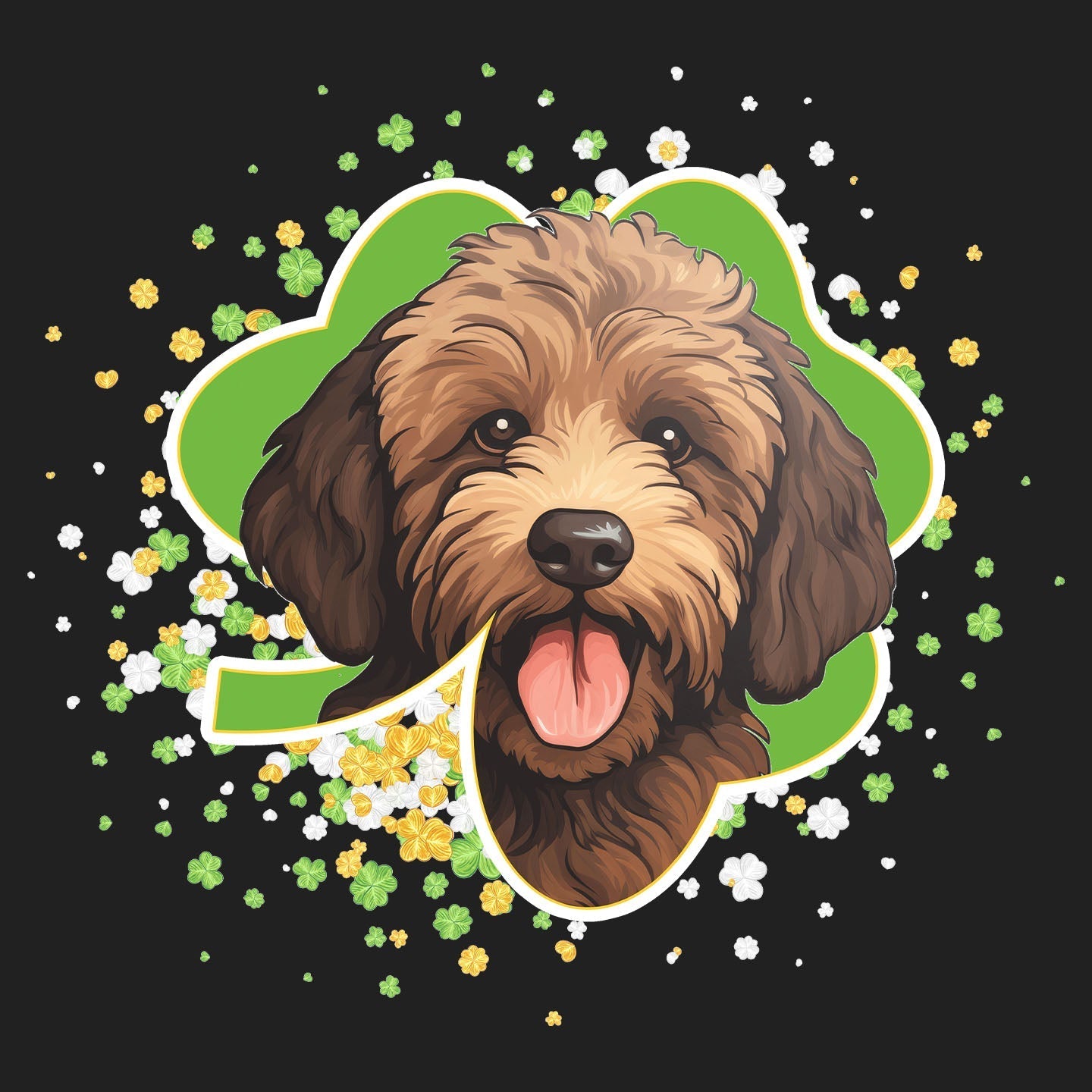 Big Clover St. Patrick's Day Labradoodle (Chocolate) - Women's V-Neck T-Shirt