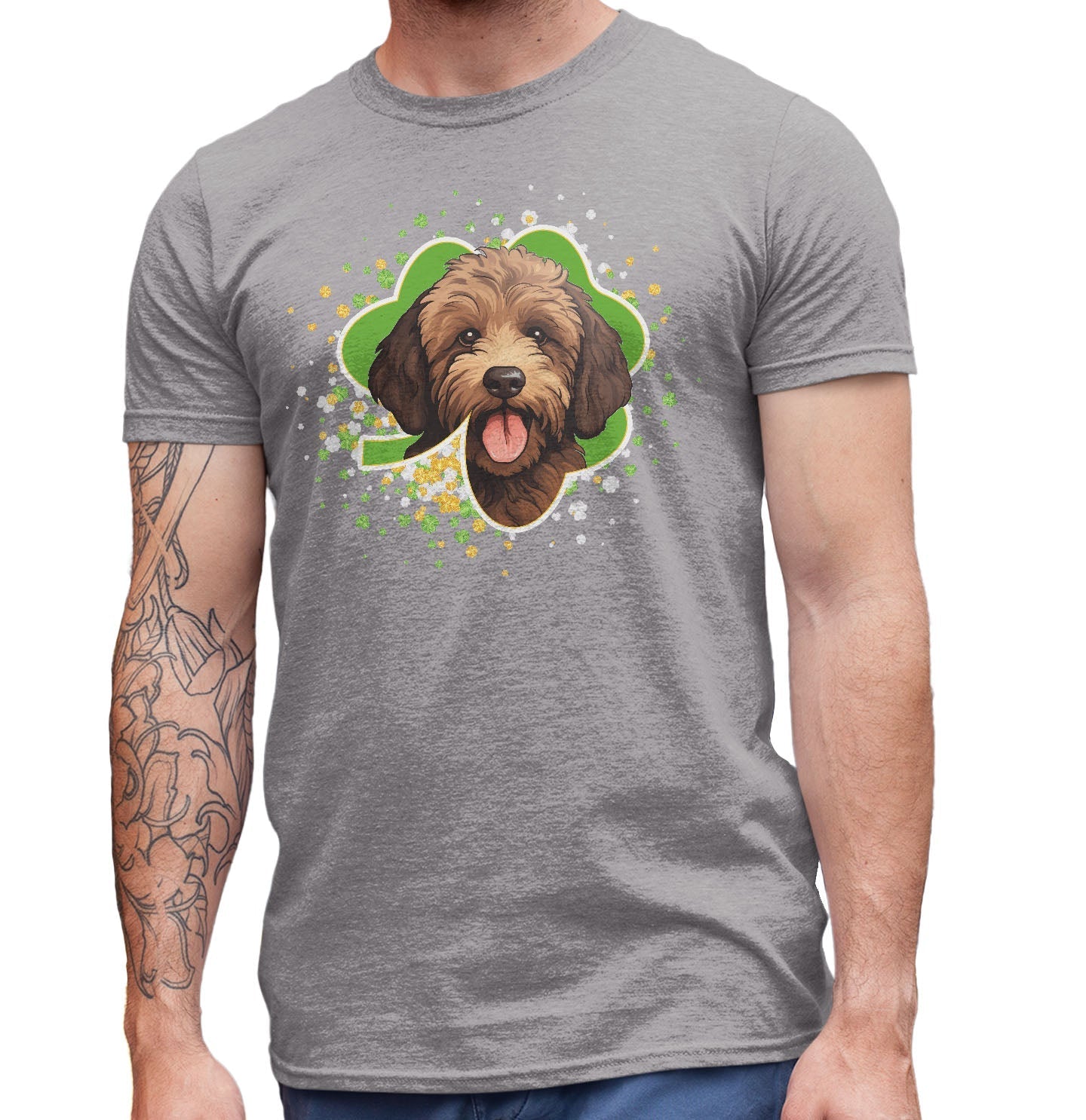 Big Clover St. Patrick's Day Labradoodle (Chocolate) - Adult Unisex T-Shirt