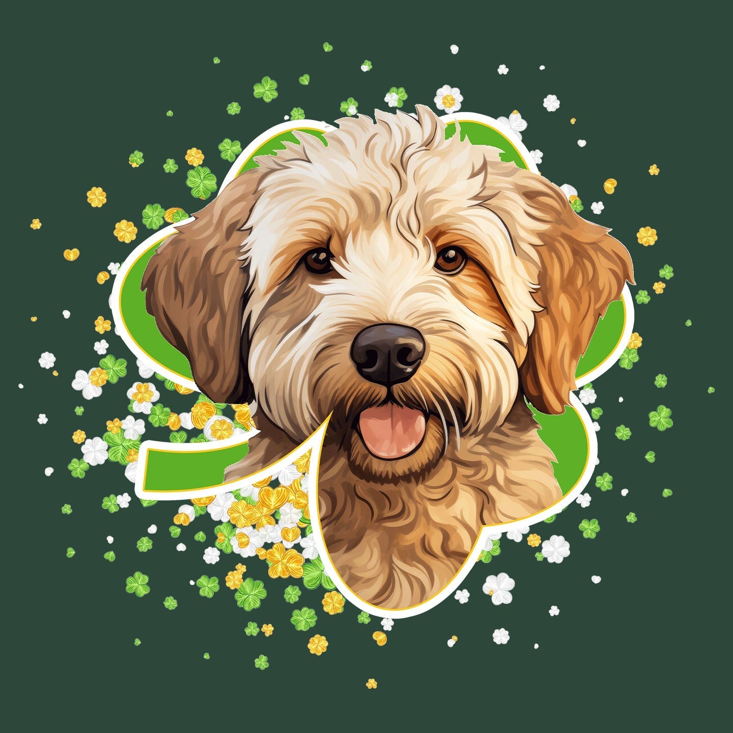 Big Clover St. Patrick's Day Labradoodle (Yellow) - Adult Unisex T-Shirt