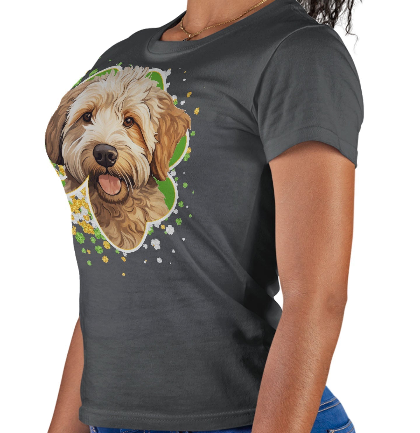 Big Clover St. Patrick's Day Labradoodle (Yellow) - Women's Fitted T-Shirt