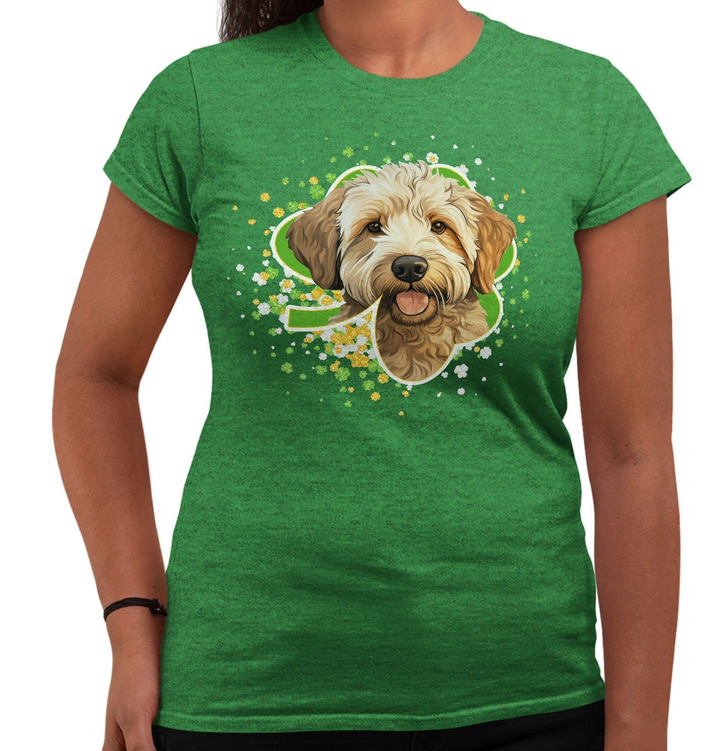 Big Clover St. Patrick's Day Labradoodle (Yellow) - Women's Fitted T-Shirt