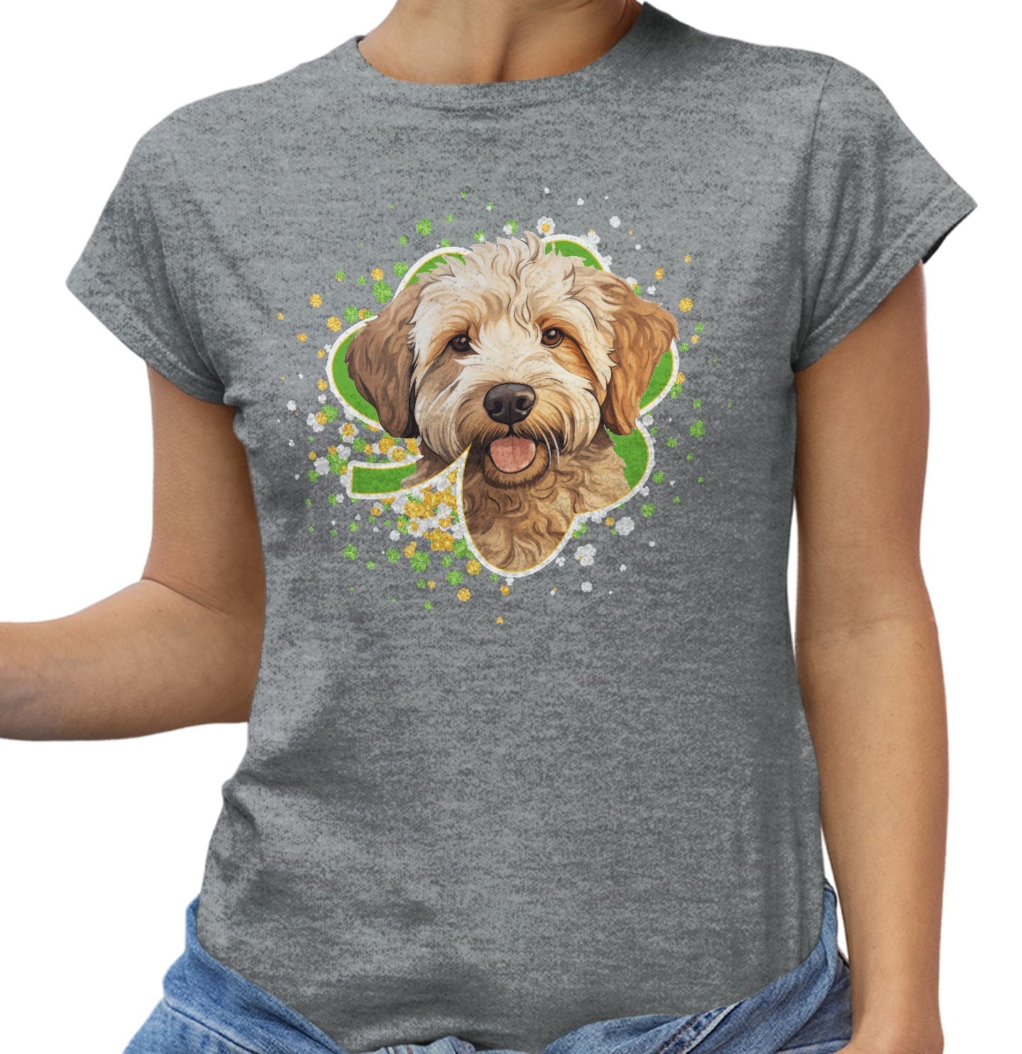 Big Clover St. Patrick's Day Labradoodle (Yellow) - Women's Fitted T-Shirt