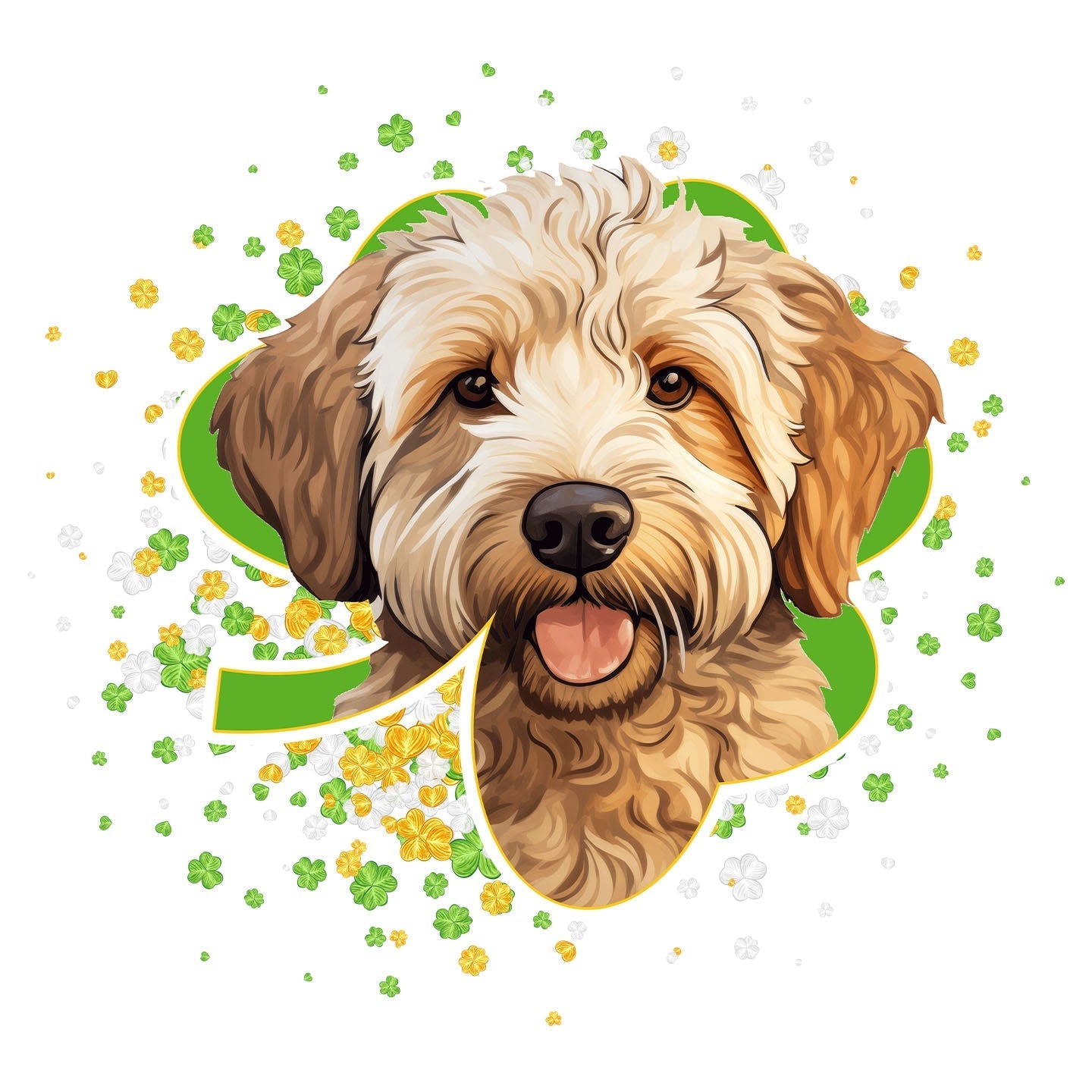 Big Clover St. Patrick's Day Labradoodle (Yellow) - Women's Fitted T-Shirt