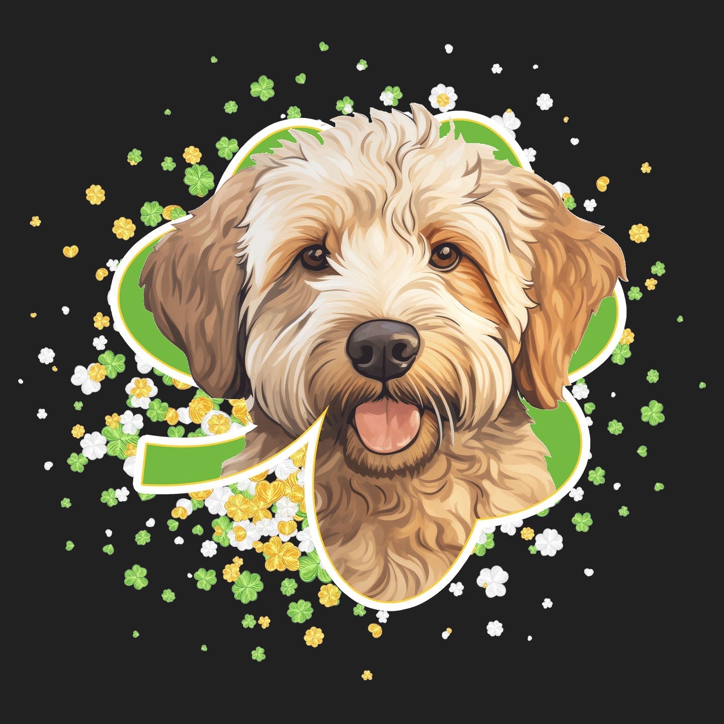 Big Clover St. Patrick's Day Labradoodle (Yellow) - Women's V-Neck T-Shirt